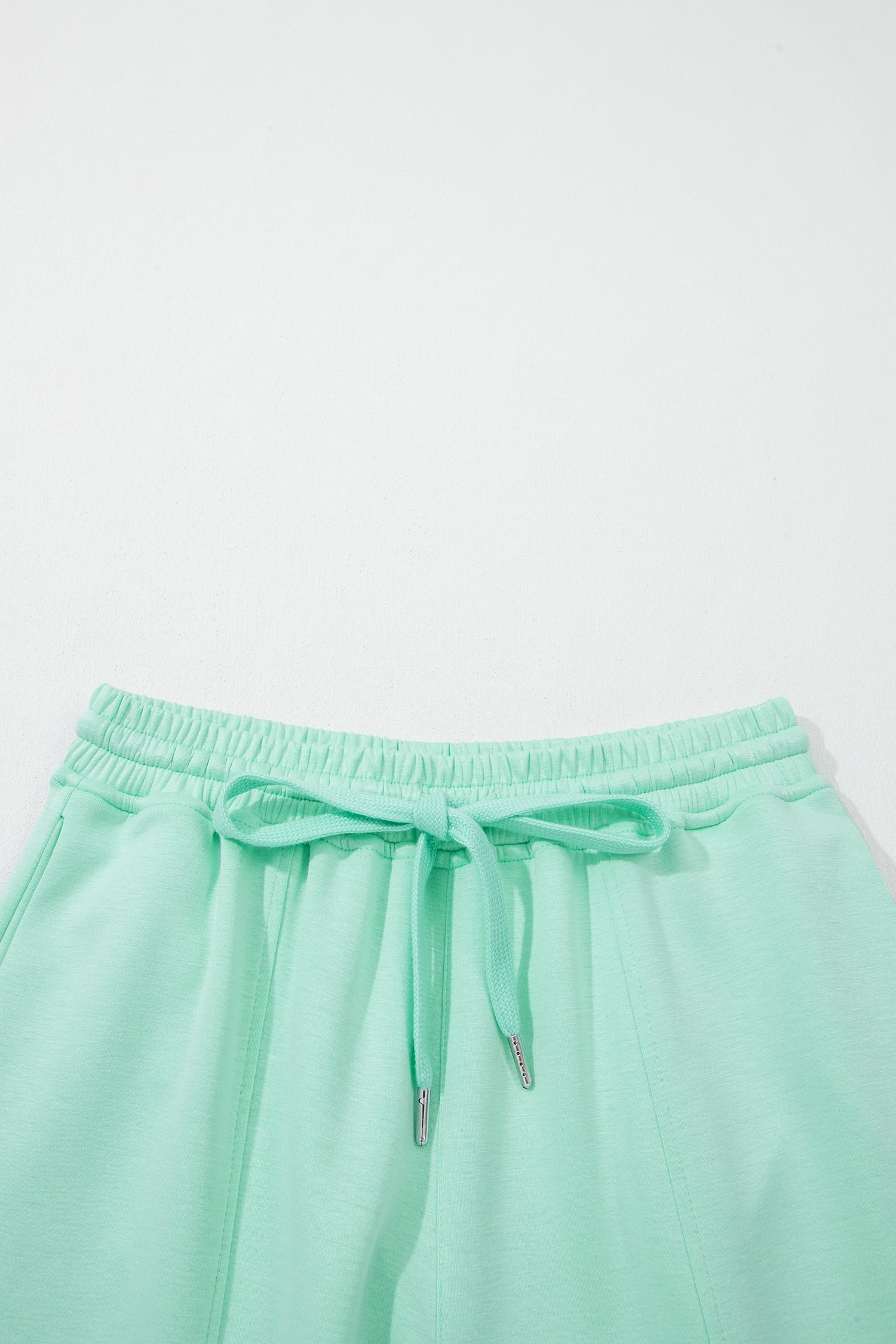Moonlight Jade Drawstring Elastic Waistband Solid Color Two Piece Casual Set