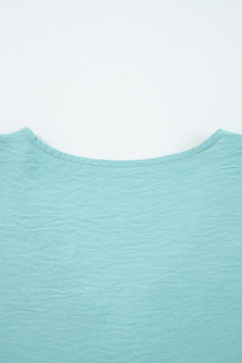 Moonlight Jade Frilled V Neckline Bracelet Sleeve Crinkled Blouse
