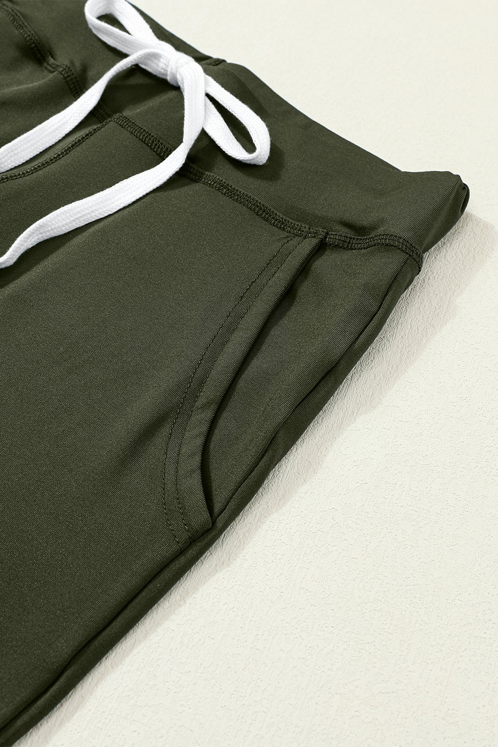 Moss Green Drawstring Elastic Waistband Pocketed Joggers