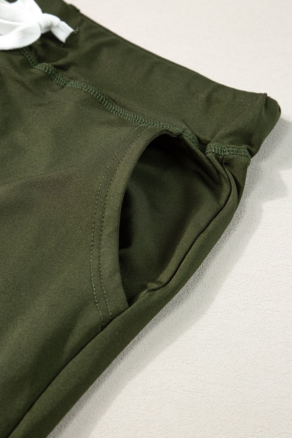 Moss Green Drawstring Elastic Waistband Pocketed Joggers