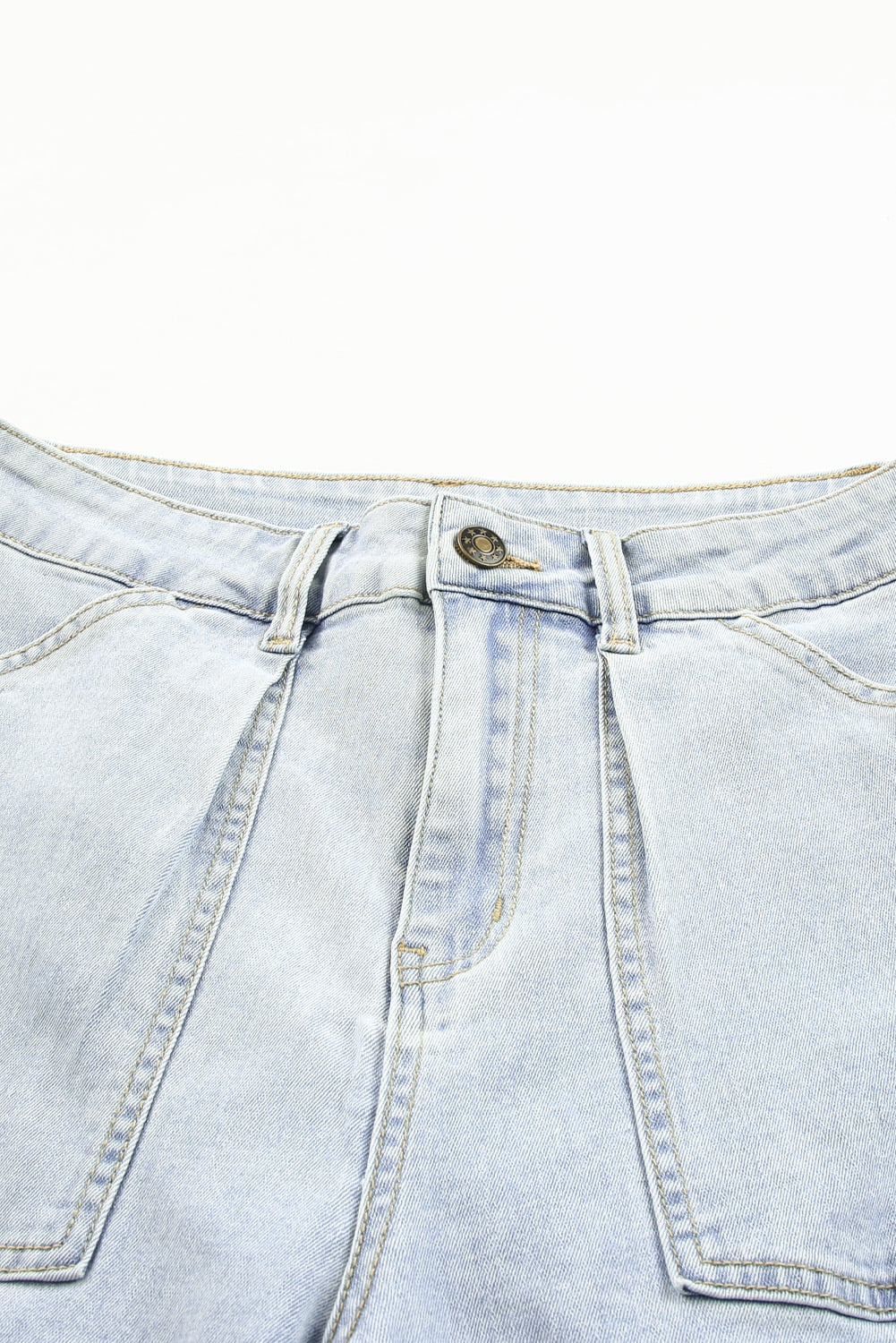 Sky Blue Multi Pocketed Y2K Street Fashion Shift Jeans