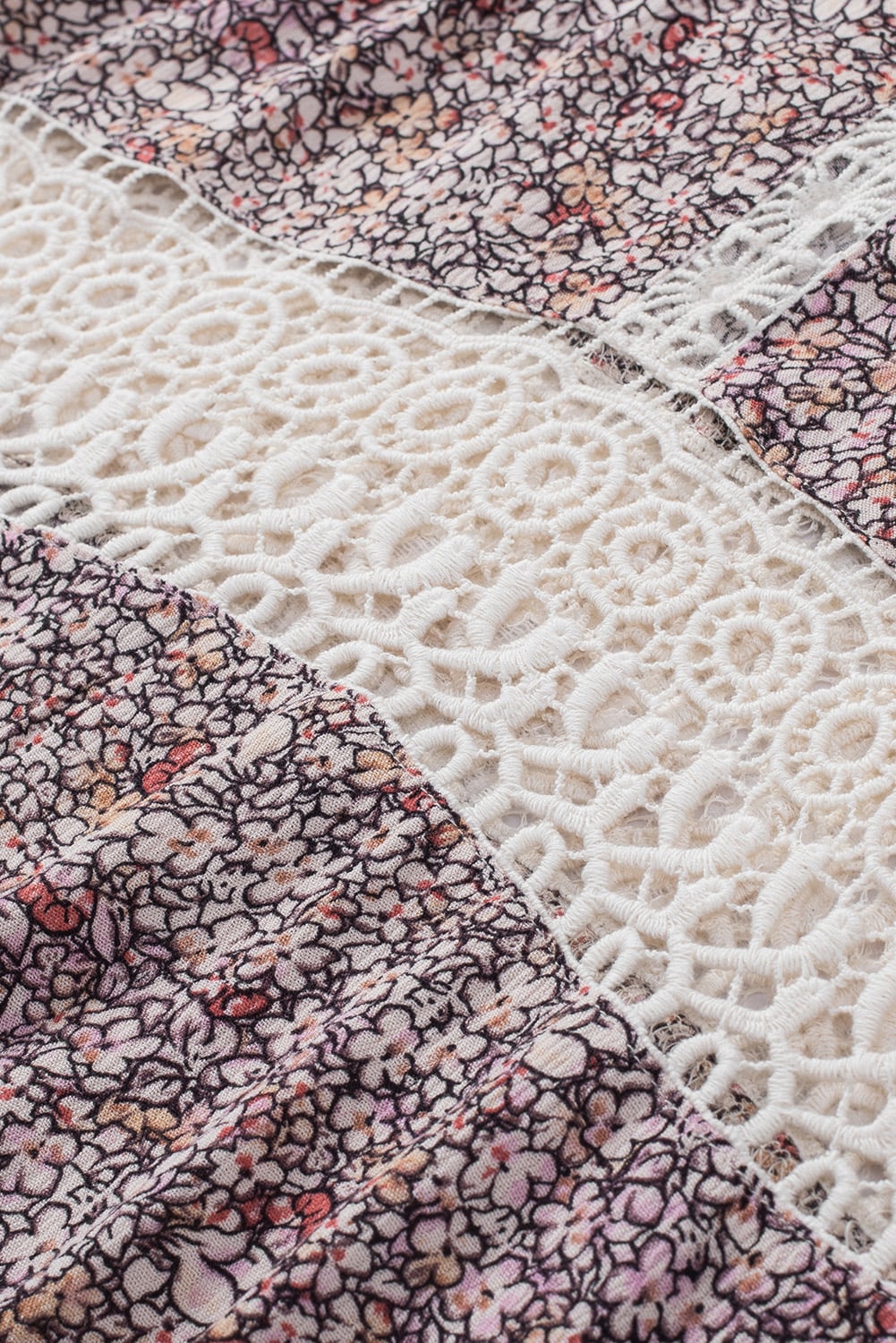 Multicolor Floral Print Lace Crochet Spaghetti Strap Tank Top