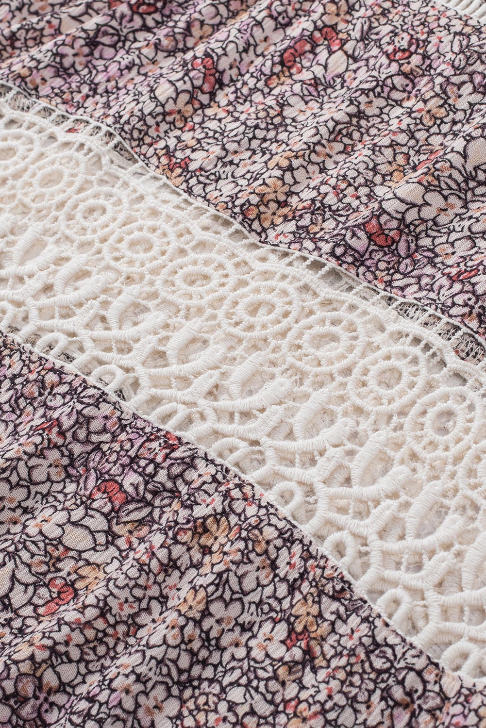 Multicolor Floral Print Lace Crochet Spaghetti Strap Tank Top