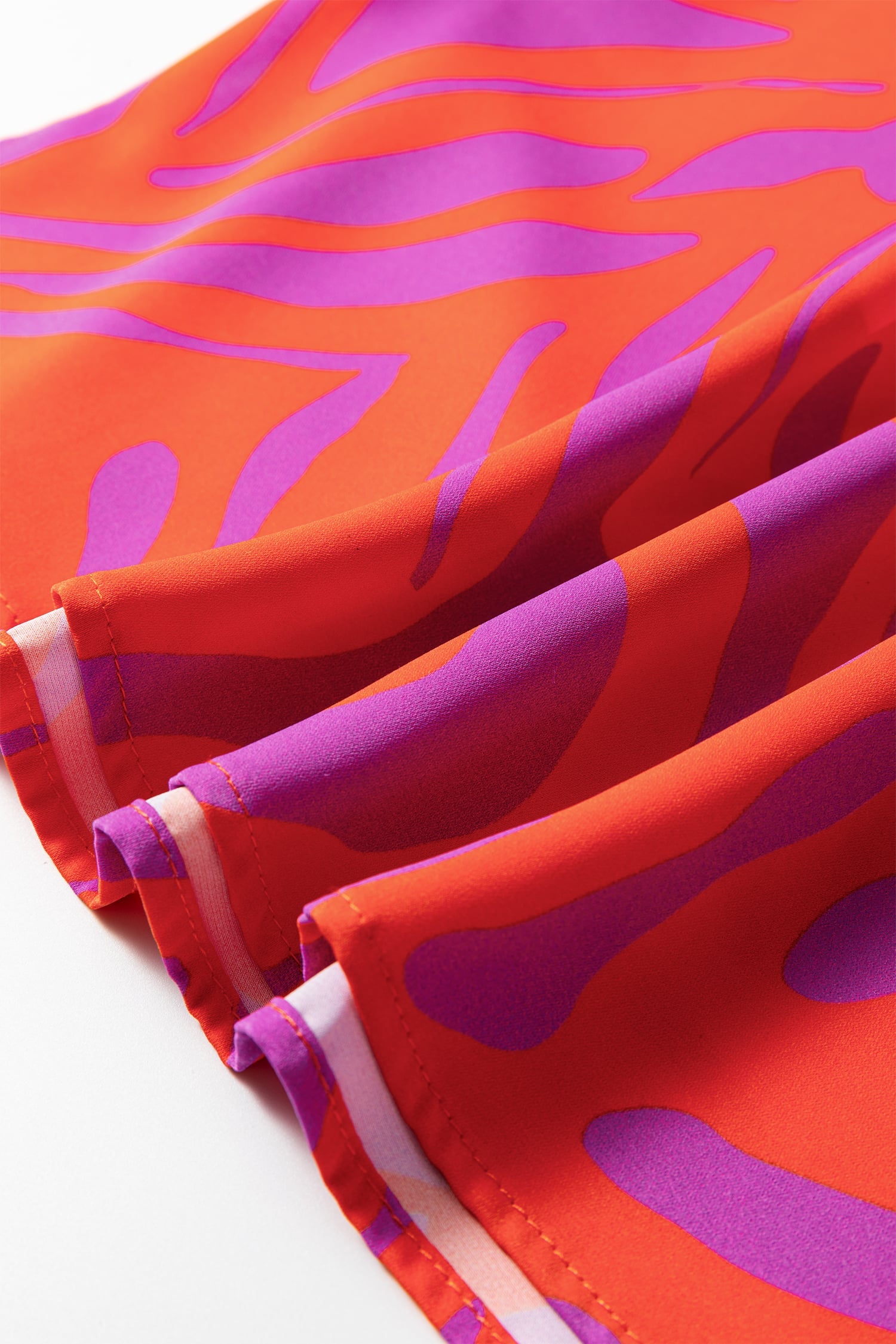 Multicolour Abstract Print V Neck Cuffed Short Sleeve Shift Slit Blouse