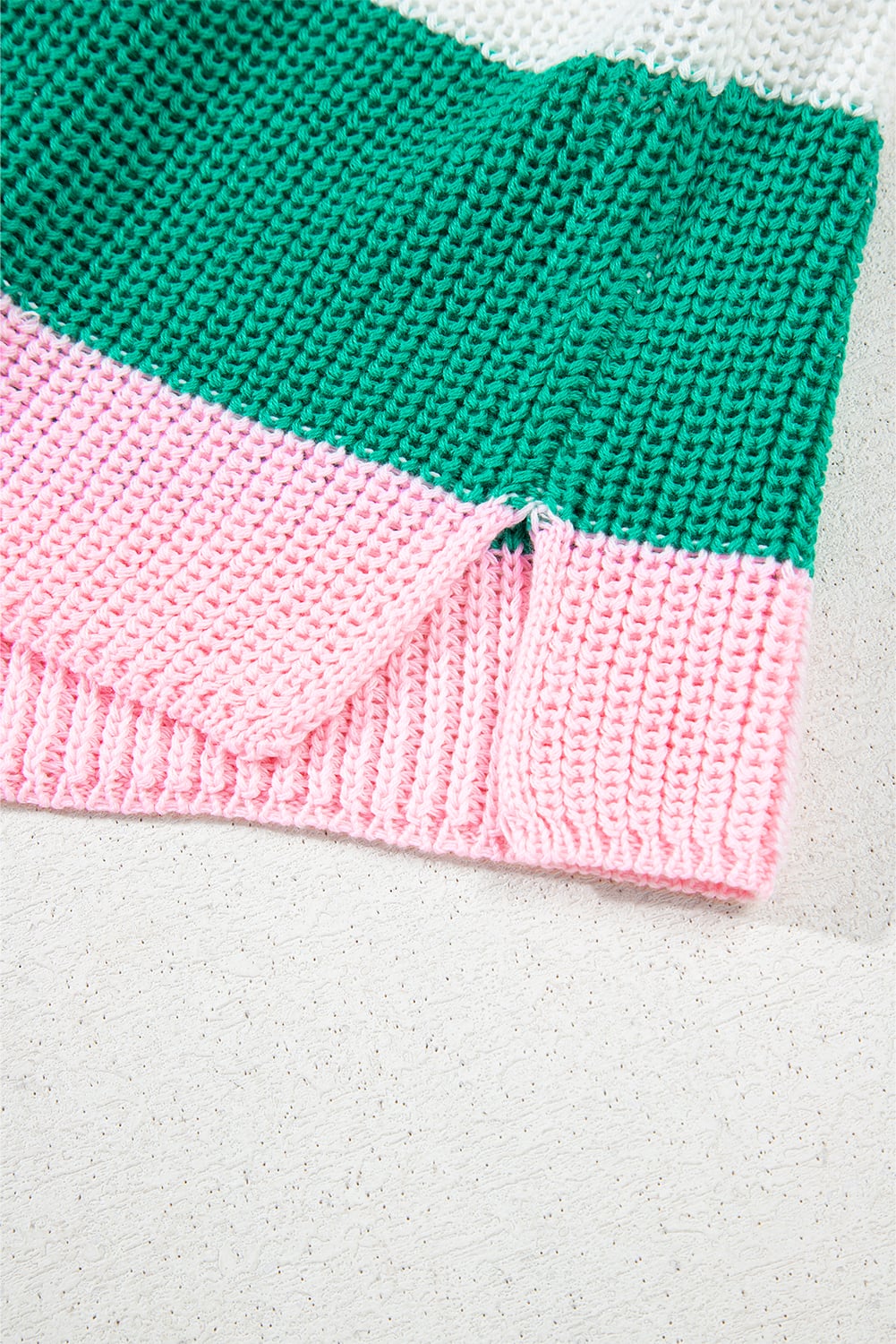 Multicolour Color Block Notch V Neck Sweater T Shirt
