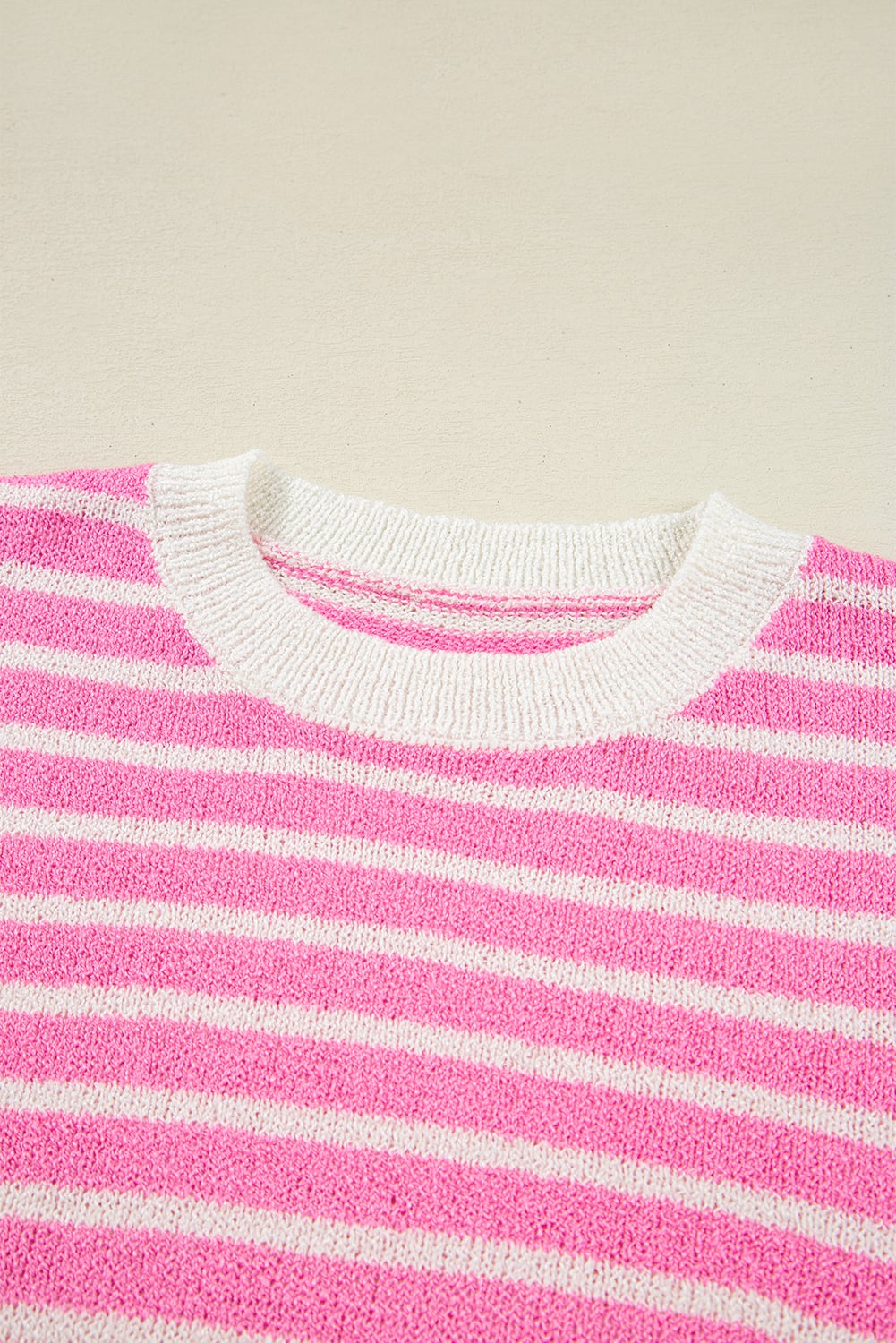 Multicolour Color Block Striped Patchwork Dolman Sleeve Slit Sweater