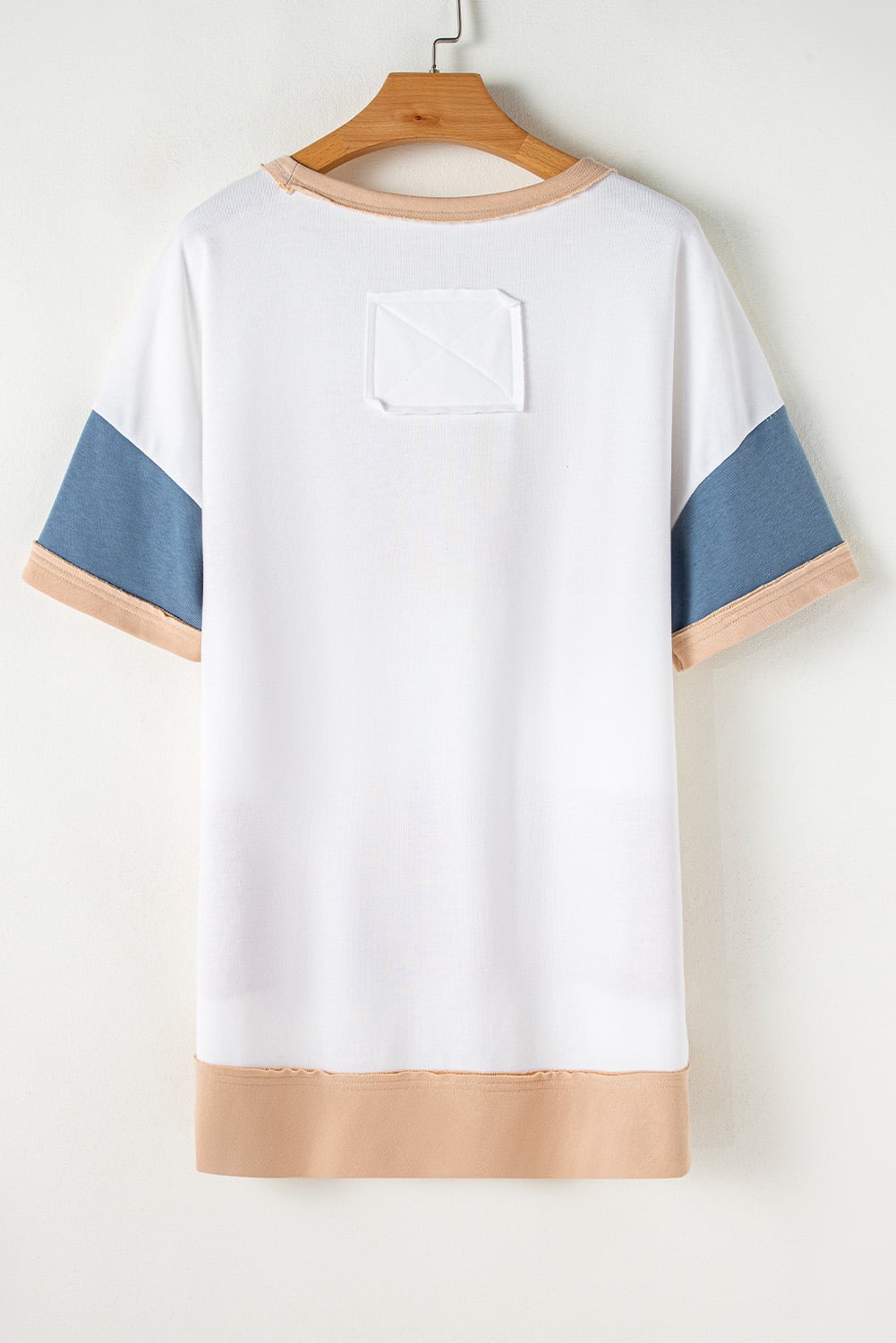 Multicolour Colorblock Patchwork Side Split Tunic T Shirt