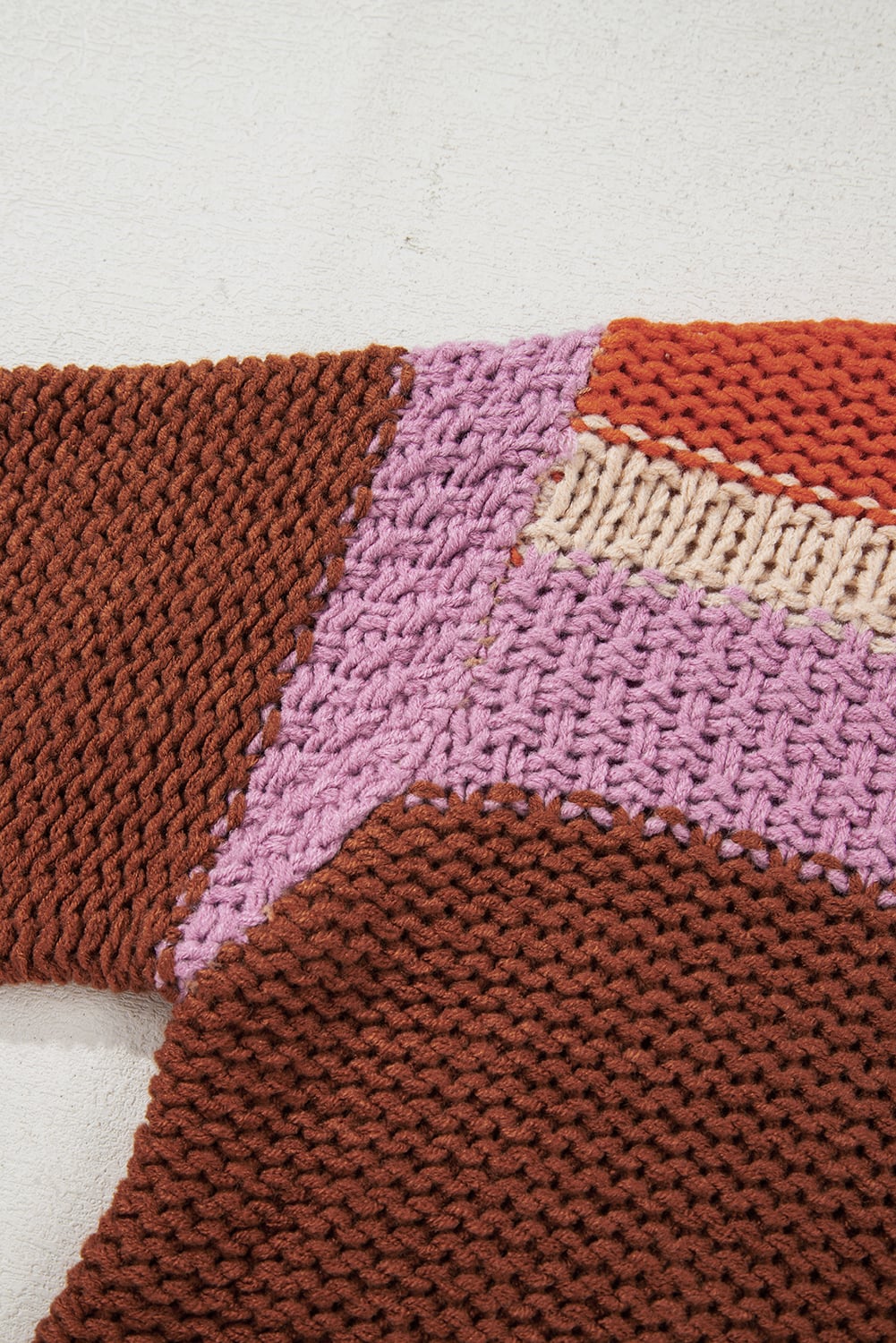 Multicolour Cropped Colorblock Drop Shoulder Knitted Sweater
