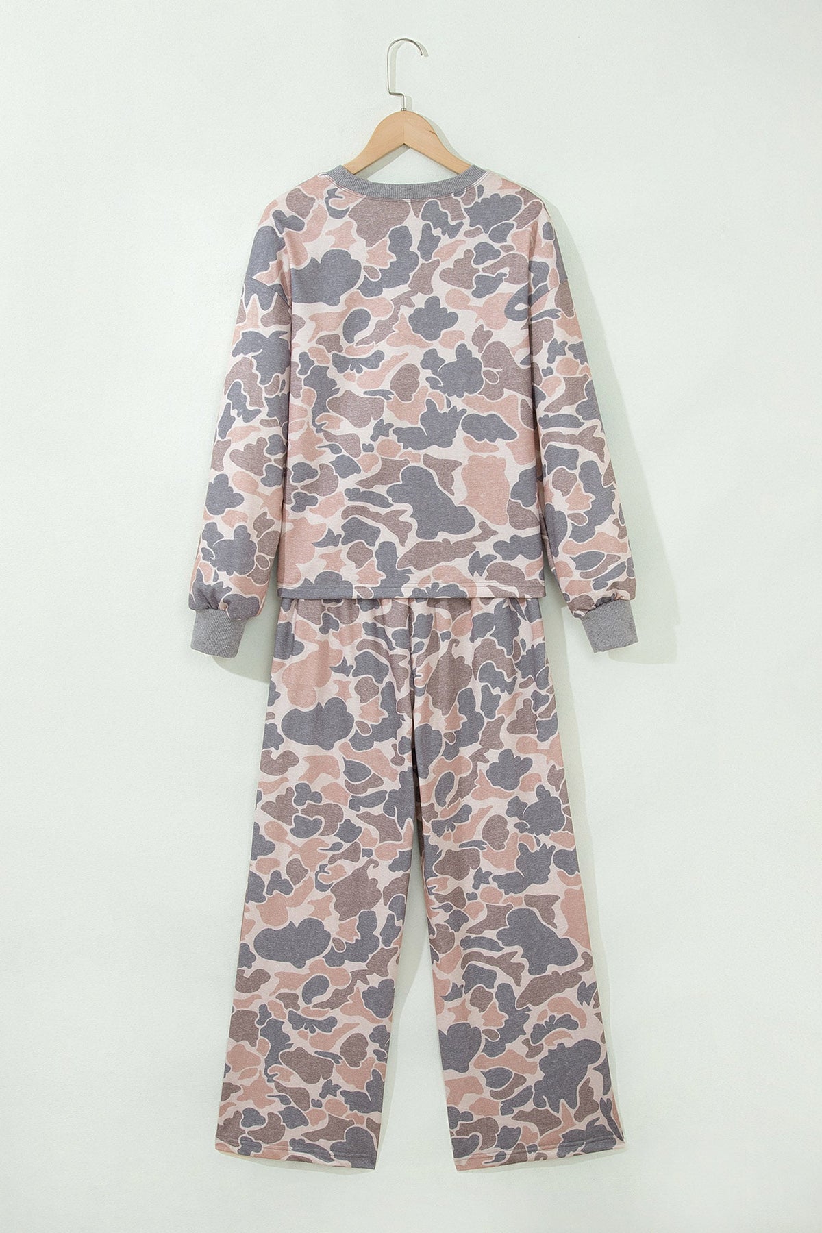 Multicolour Faith Camo Slogan Long Sleeve Pullover Pants Set
