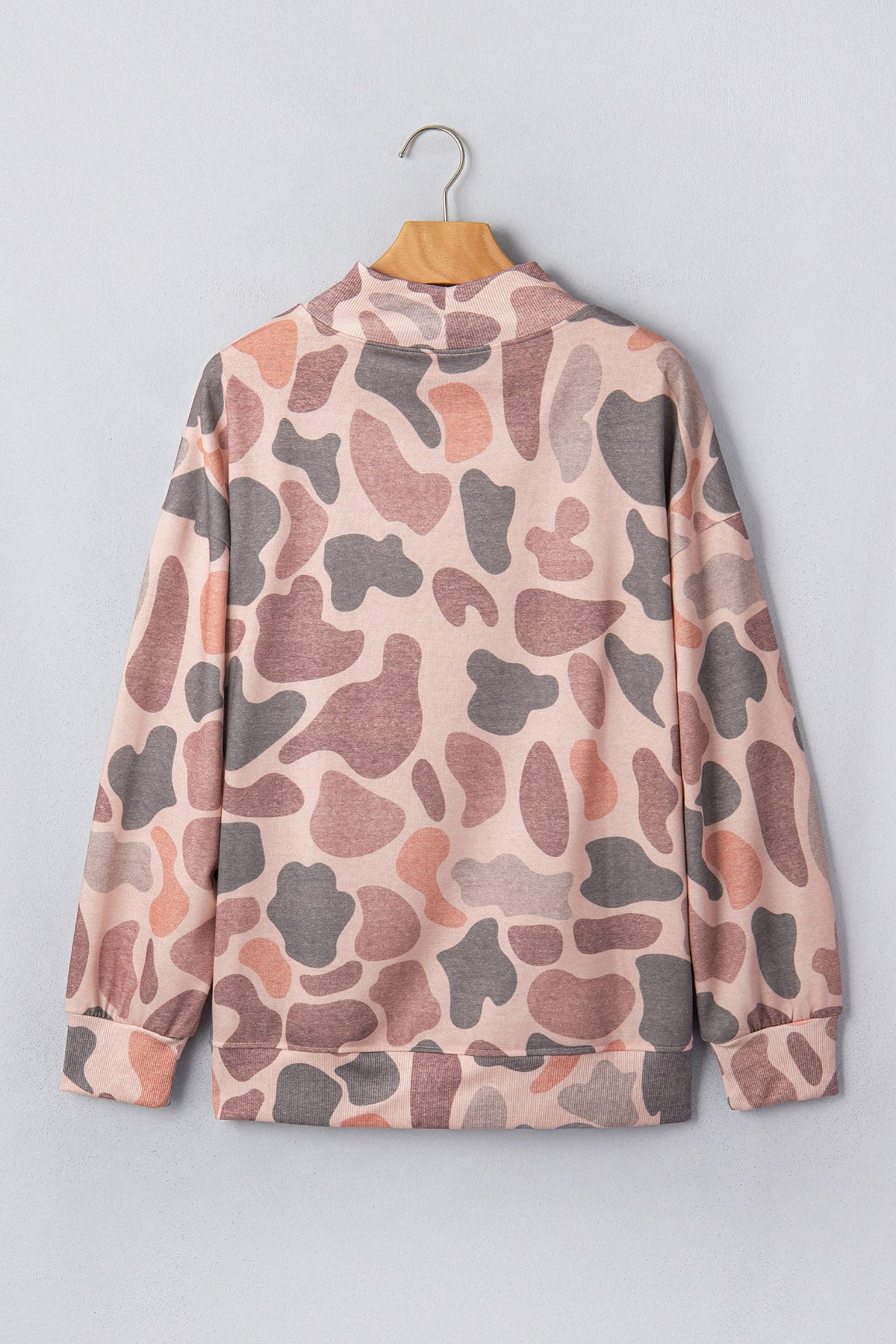 Multicolour Faith Camo Slogan Mock Neck Pullover Sweatshirt