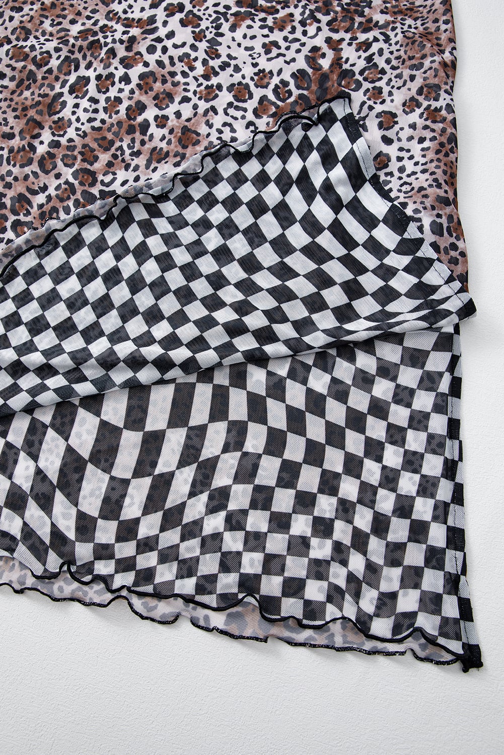 Multicolour Leopard Checkered Double Printed Reversible Sleeveless Long Dress