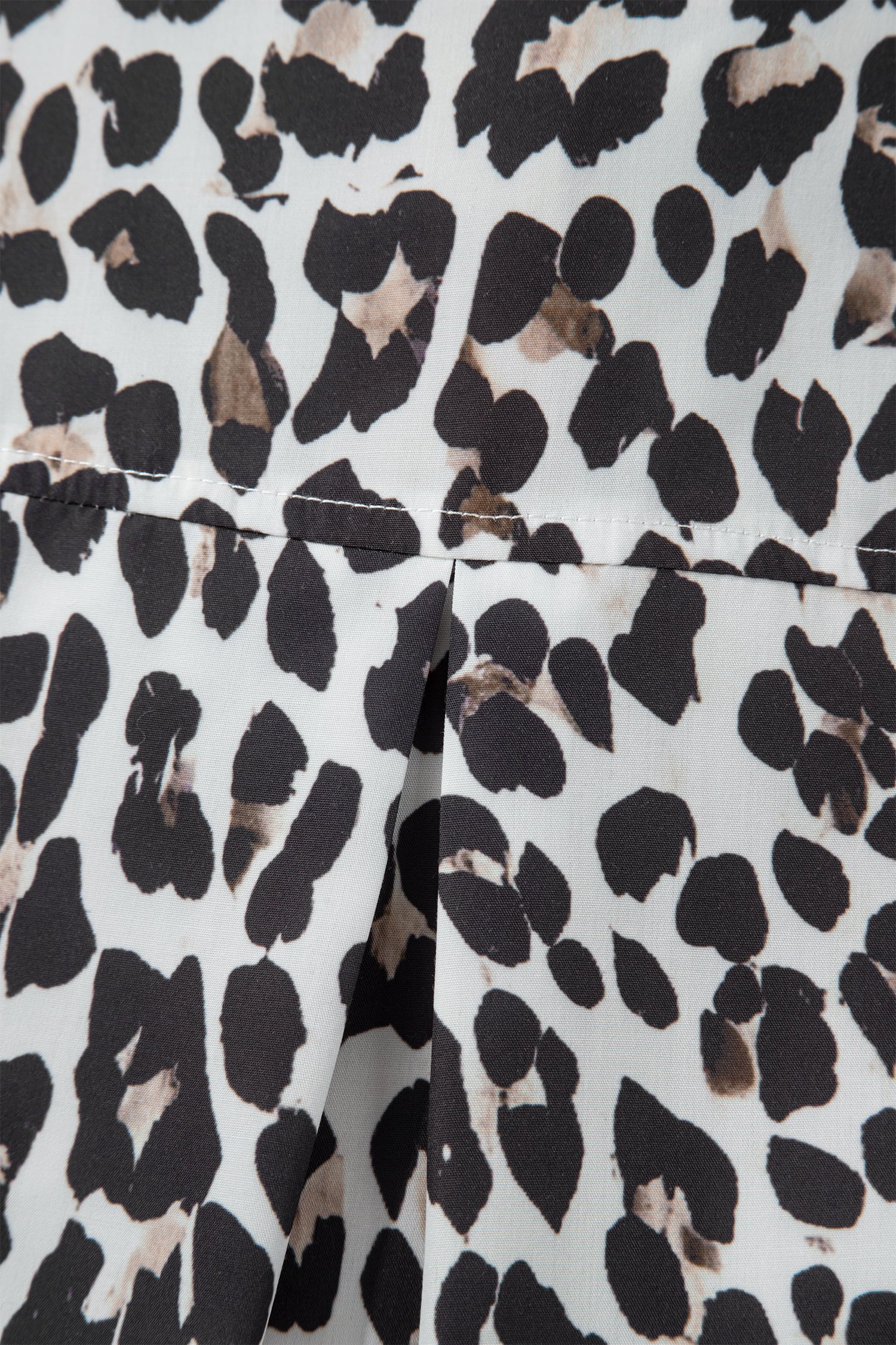 Multicolour Leopard Print Contrast Trim Button Split Neck Plus Long Sleeve Top