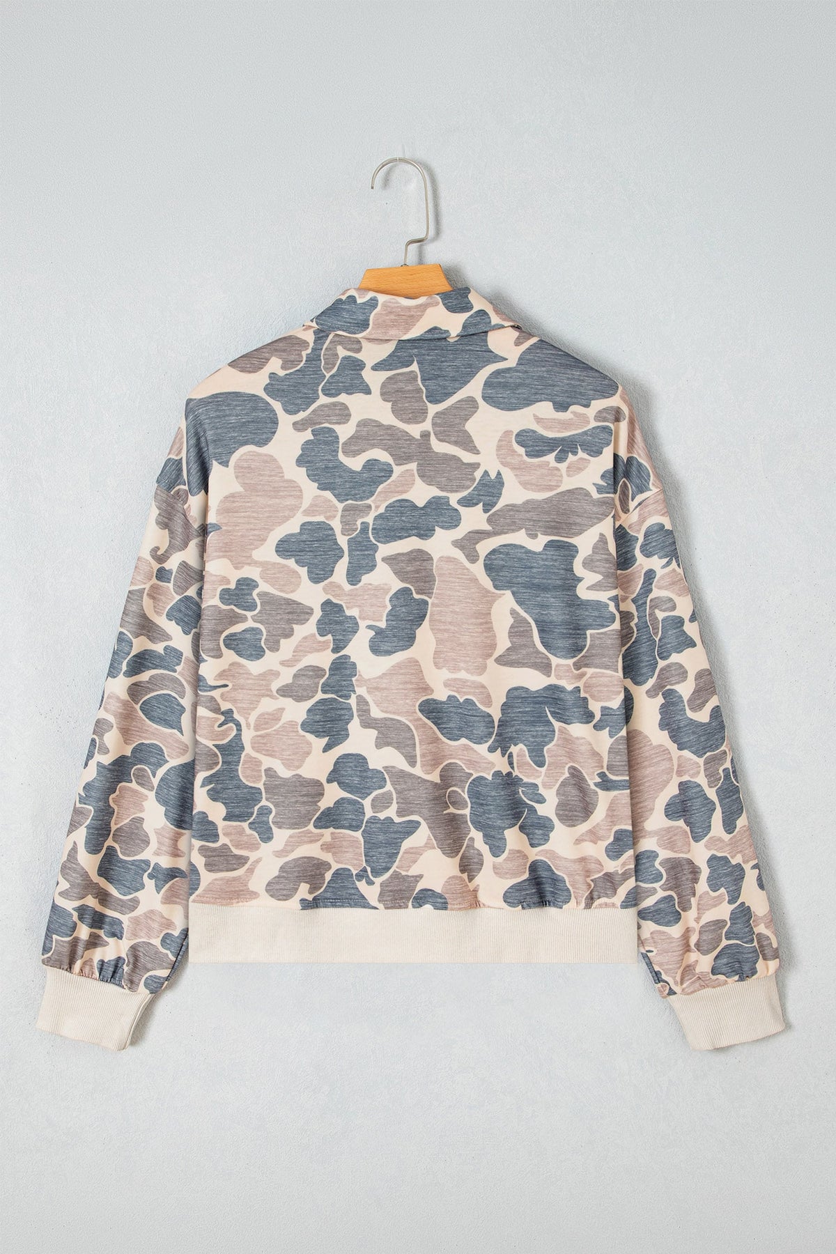 Multicolour Mallard Embroidered Camo Collared Pullover Sweatshirt