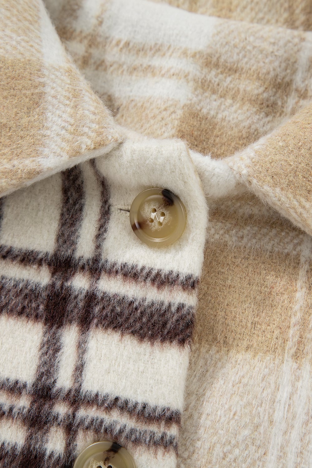 Multicolour Plaid Patchwork Side Pockets Buttoned Shacket