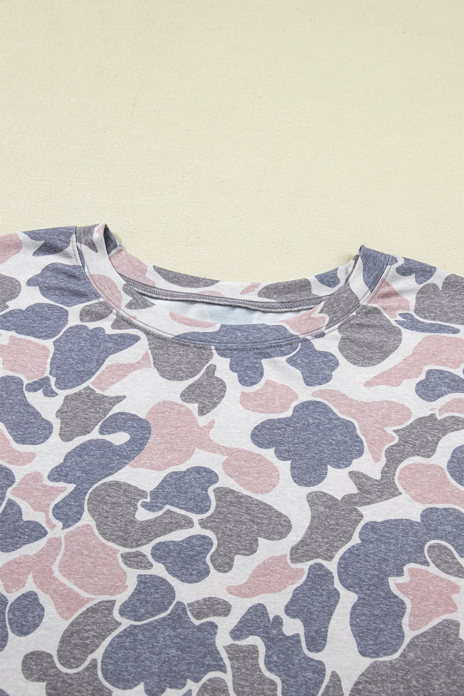 Multicolour Plus Size Camouflage Print Casual Tee and Shorts Set