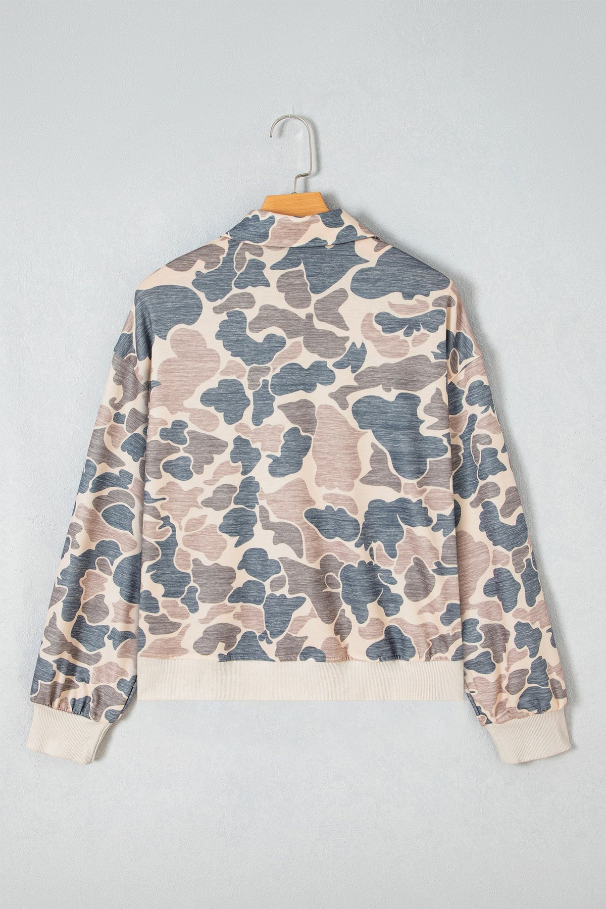 Multicolour Sequin Duck Camo Collared Pullover Sweatshirt