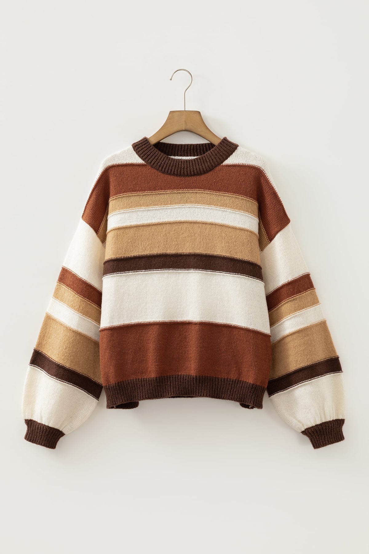 Multicolour Striped Crew Neck Long Sleeve Knit Sweater