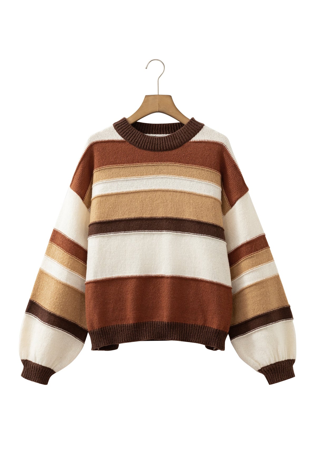 Multicolour Striped Crew Neck Long Sleeve Knit Sweater
