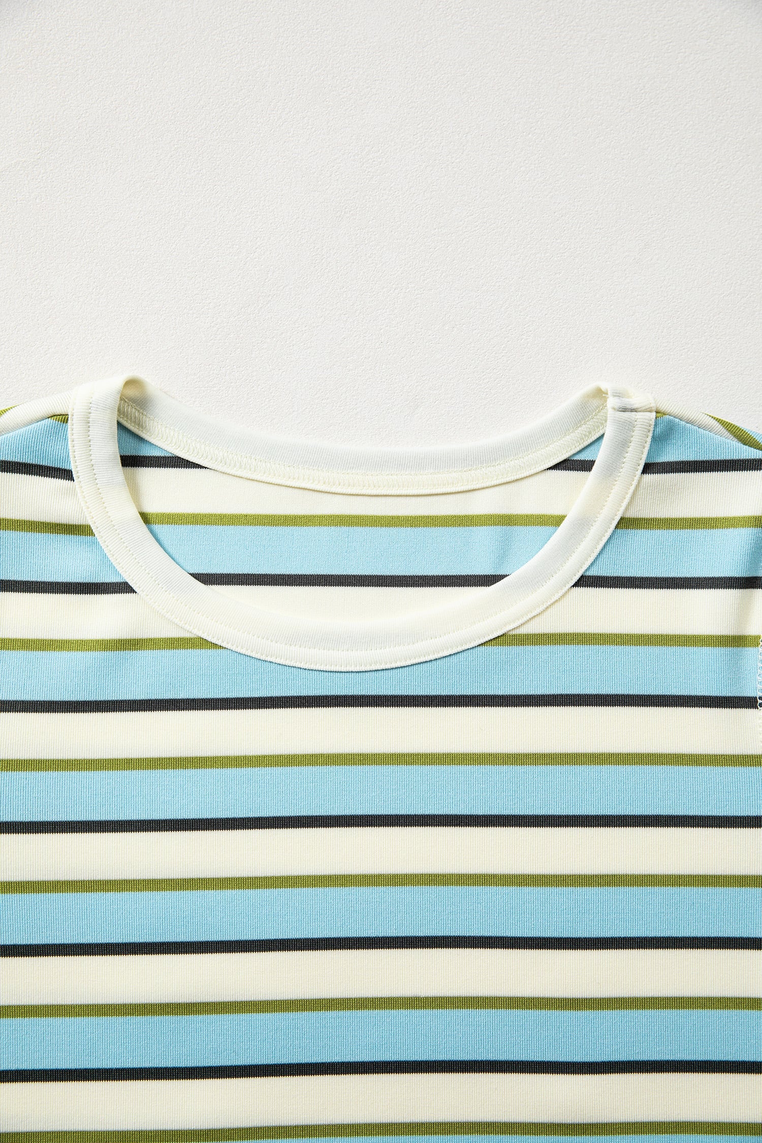 Multicolour Striped Round Neck Ribbed Knit Long Sleeve Top