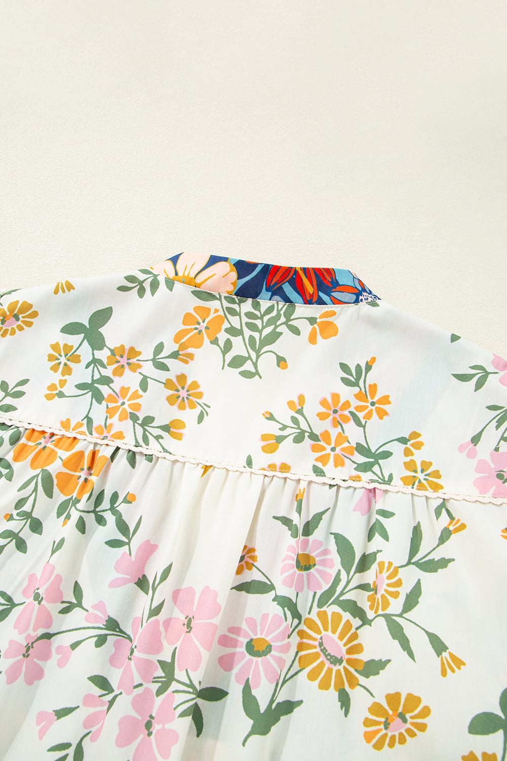 Multicolour Plus Size Floral Print Woven V Neck Half Sleeve Blouse