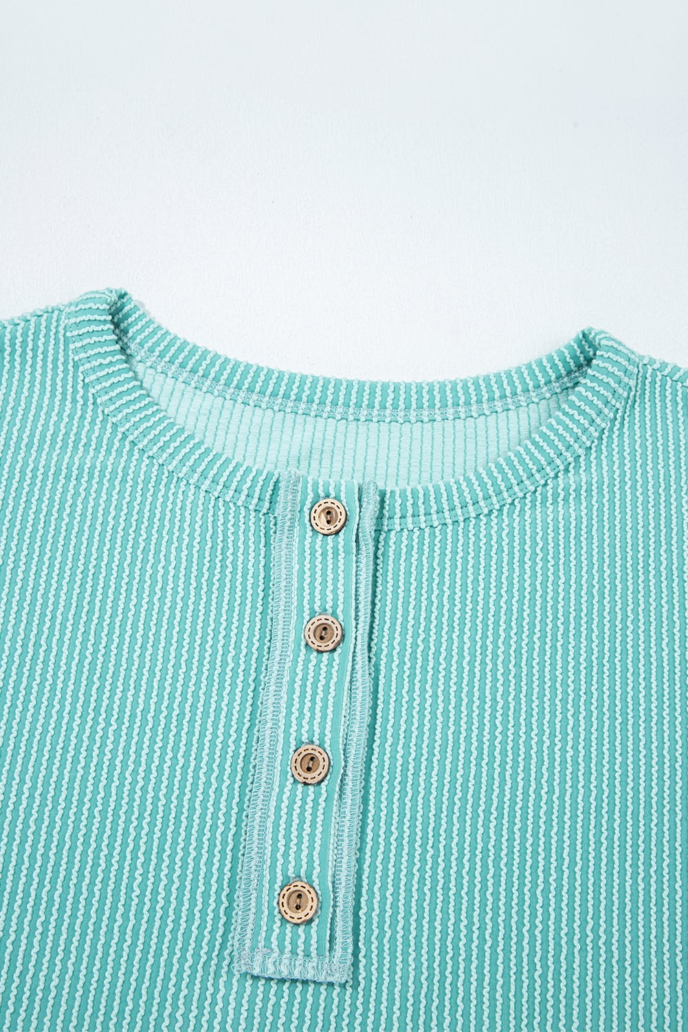 Multicolour Twisted Ribbed Knit Colorblock Henley Top