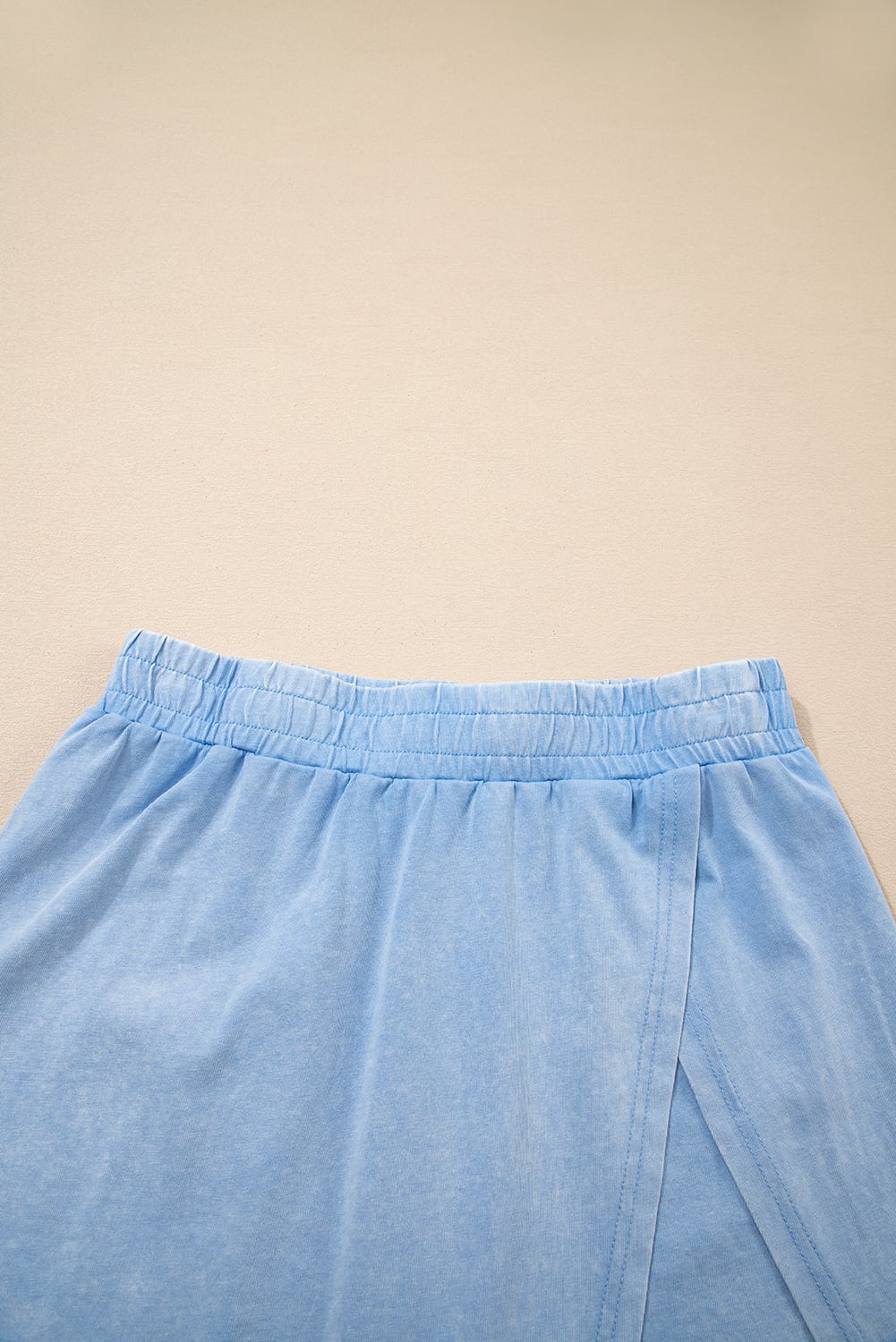 Myosotis Solid Color Washed Sleeveless Top Split Skort Cotton 2pcs Outfit