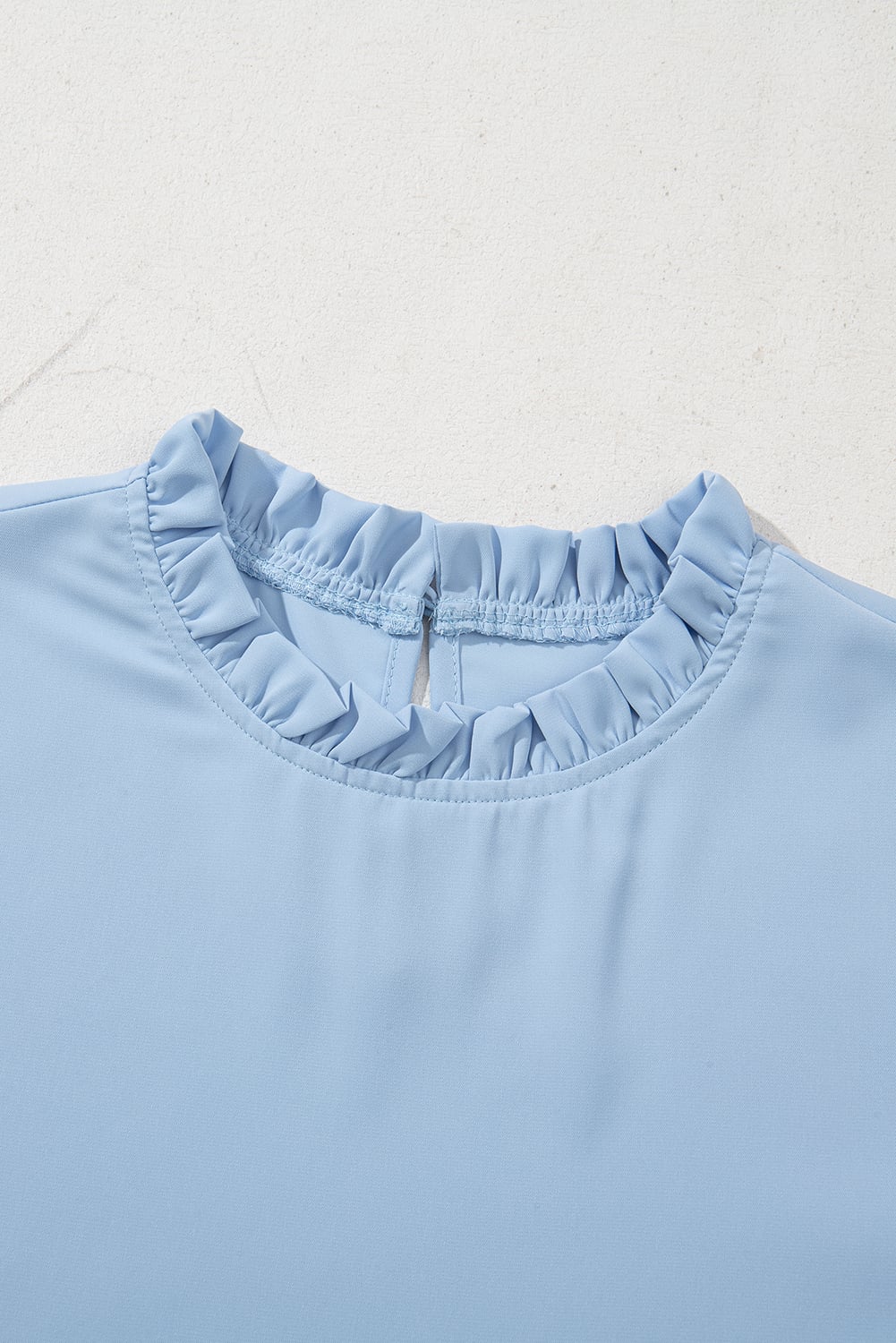 Myosotis Frilly Round Neck Wide Half Sleeve Blouse