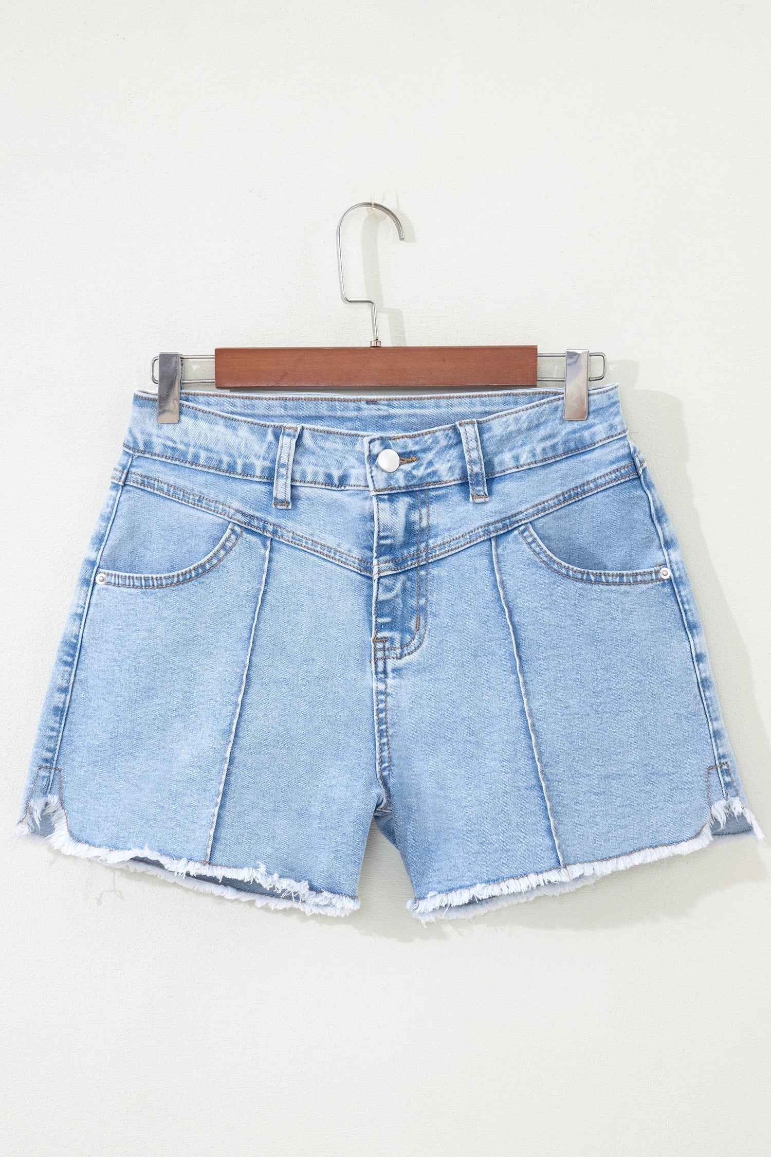 Myosotis High Waist Frayed Denim Shorts