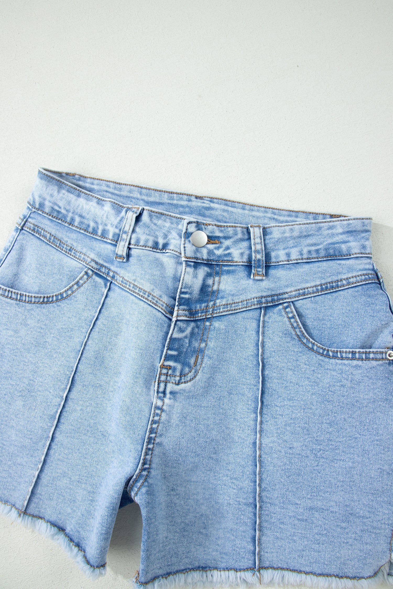 Myosotis High Waist Frayed Denim Shorts