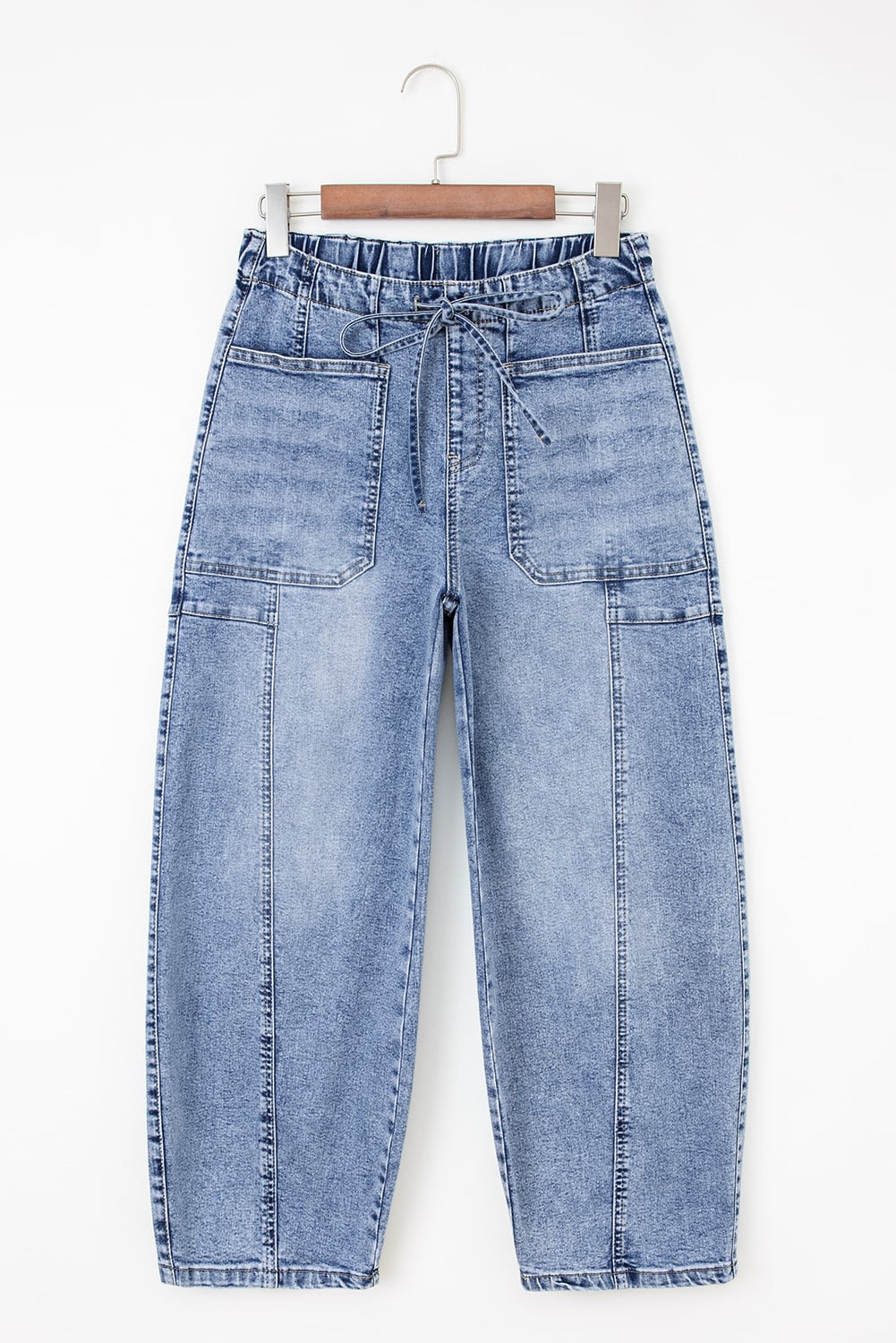 Myosotis Large Patch Pocket Drawstring Paperbag Waist Barrel Jeans