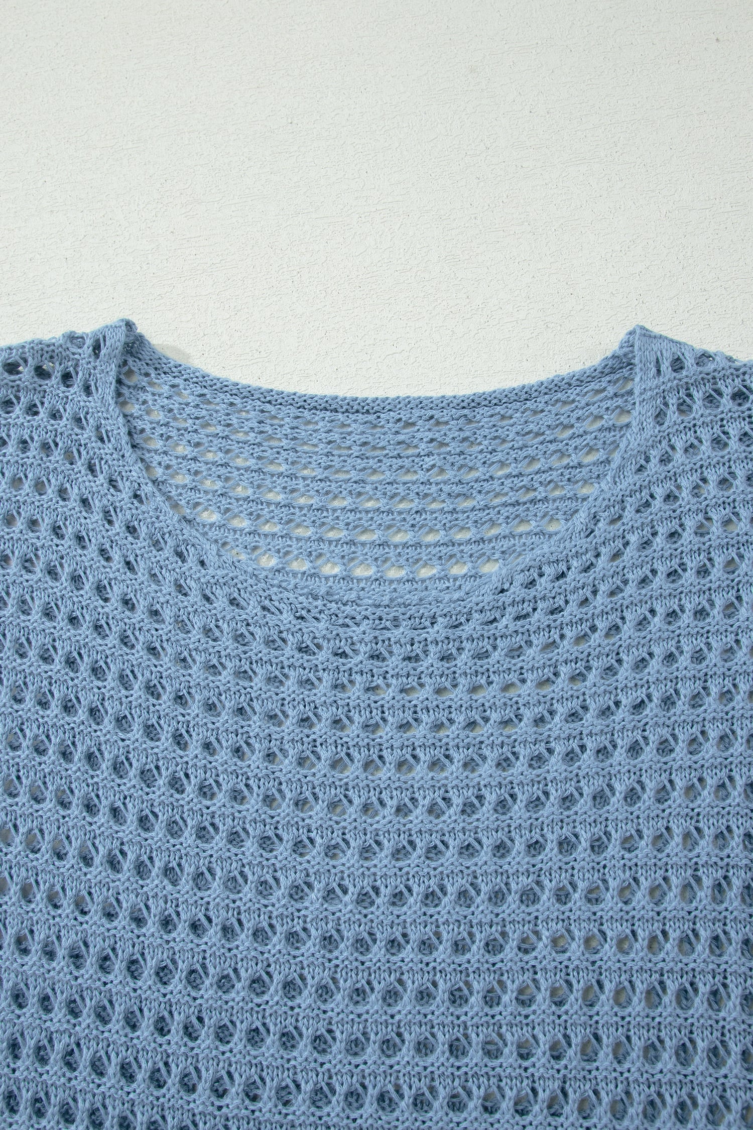 Myosotis Solid Color Hollow Out Knit Long Sleeve Crochet Sweater