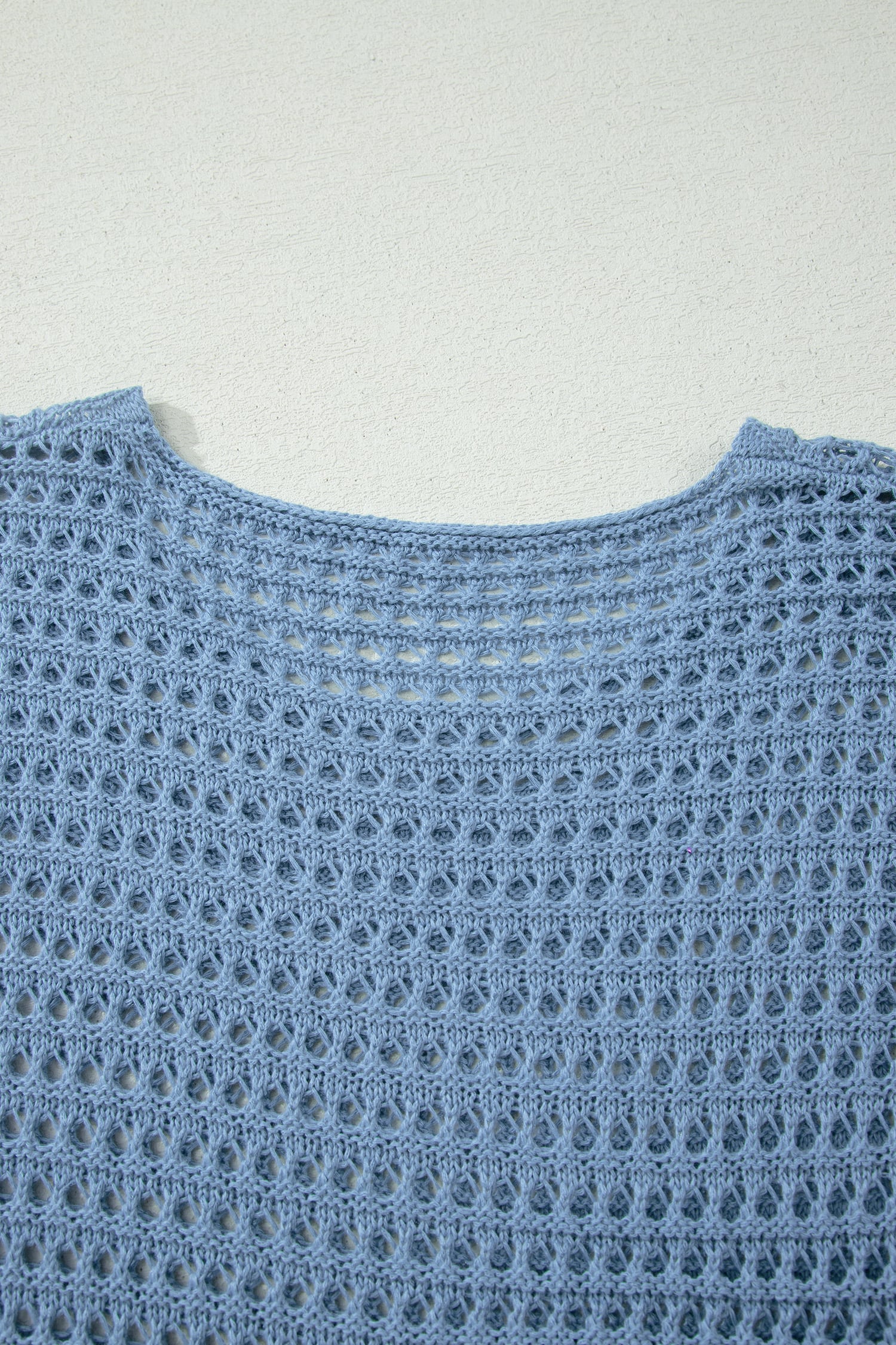 Myosotis Solid Color Hollow Out Knit Long Sleeve Crochet Sweater