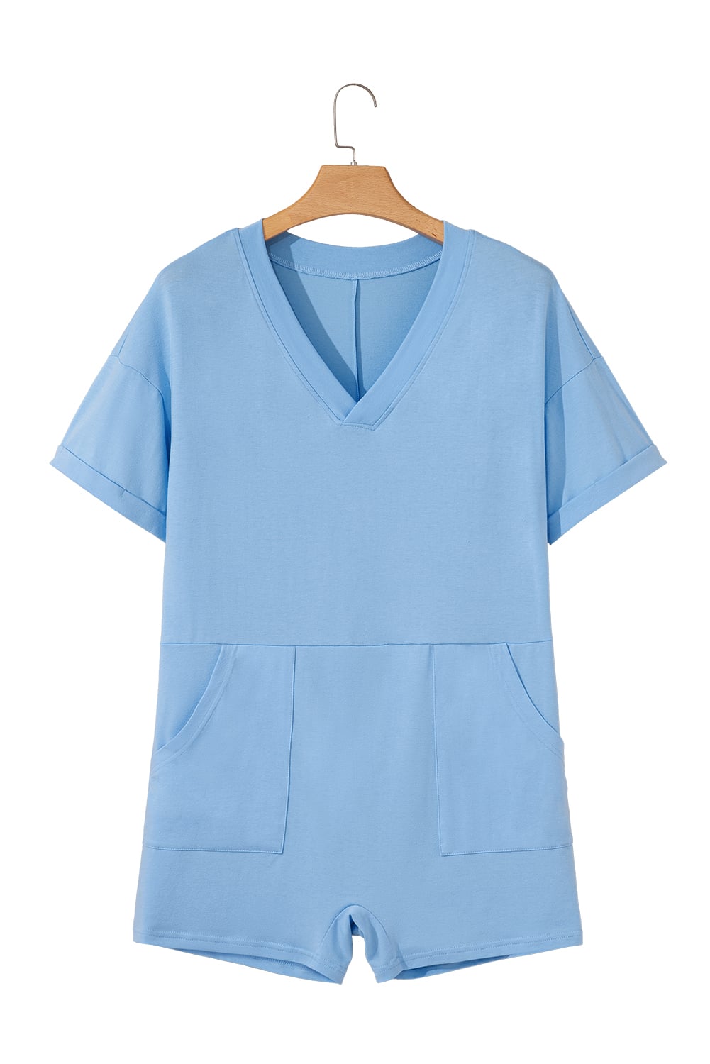 Myosotis Loose Half Sleeve V Neck Knit Romper