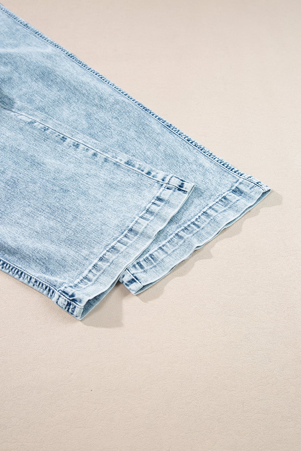 Myosotis Mineral Wash Drawstring Elastic Waistband Loose Straight Denim Pants