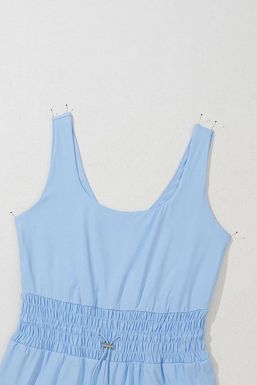 Myosotis Plain Sleeveless Loop Drawstring Cinched Waist Romper