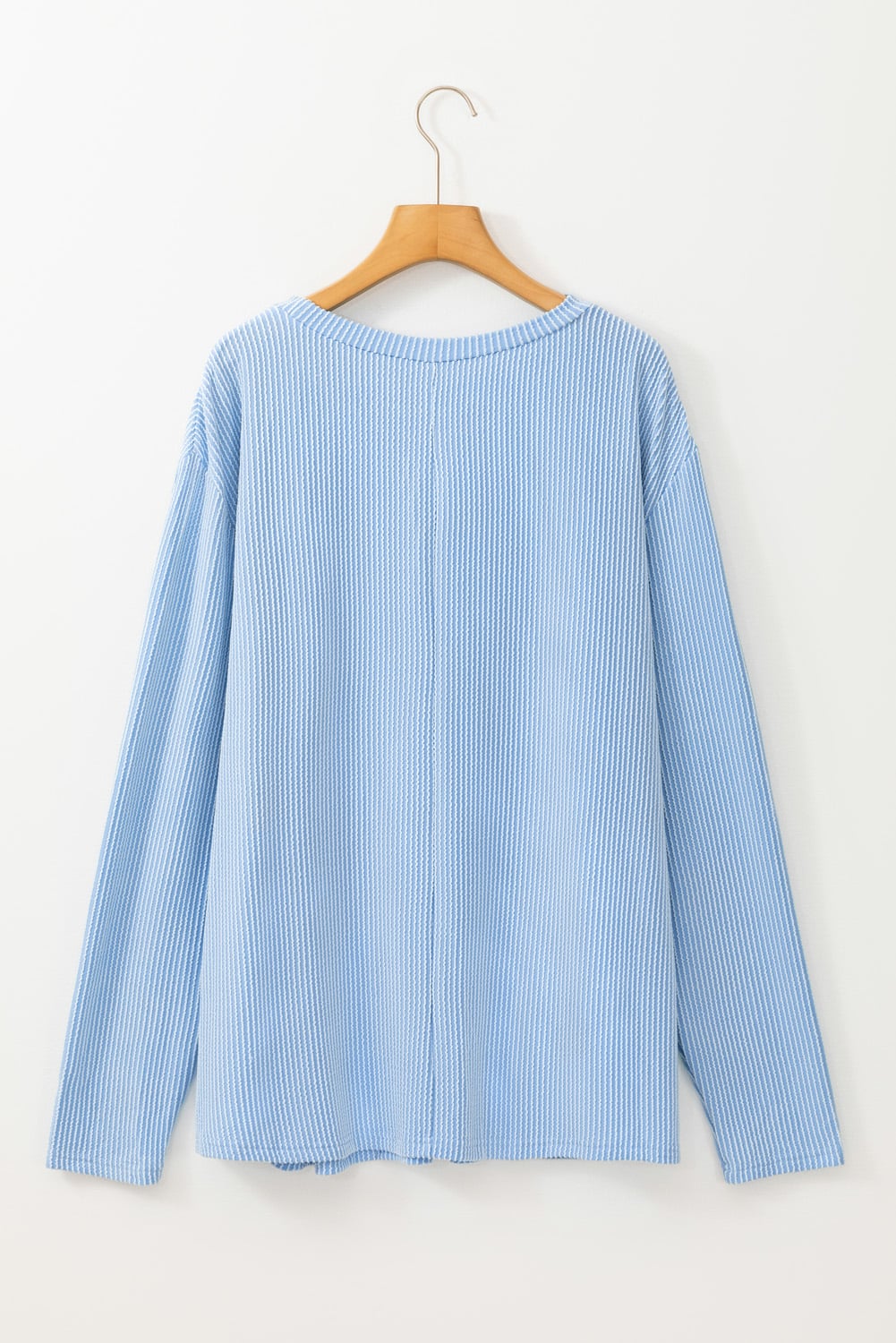 Myosotis Plus Size Ribbed Textured Long Sleeve T Shirt
