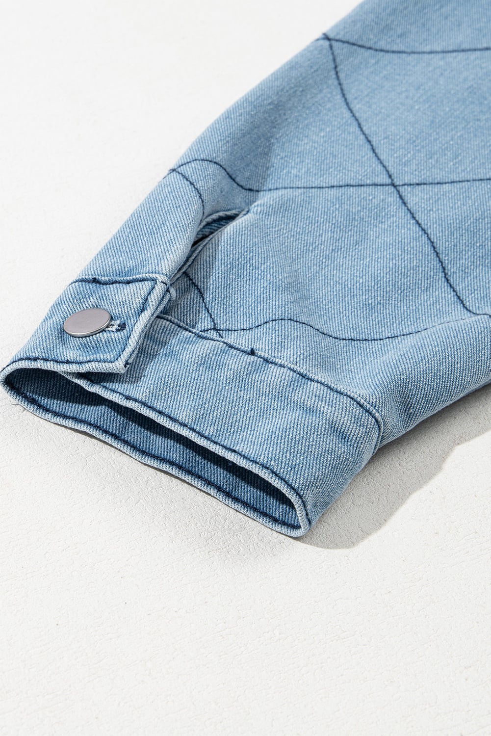 Myosotis Rhombus Stitched Pattern Button Pocketed Denim Jacket