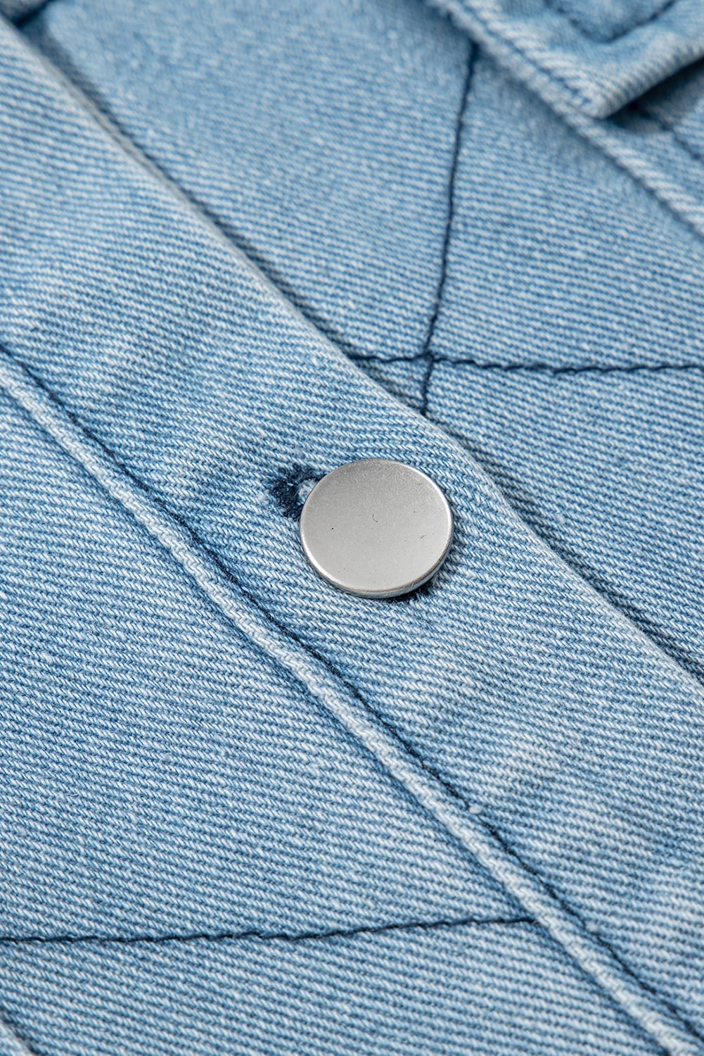 Myosotis Rhombus Stitched Pattern Button Pocketed Denim Jacket