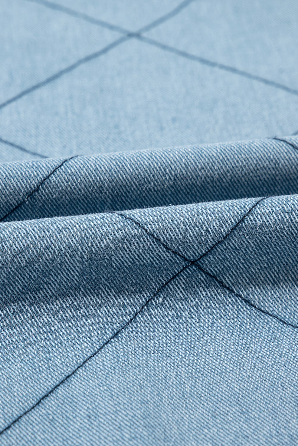 Myosotis Rhombus Stitched Pattern Button Pocketed Denim Jacket
