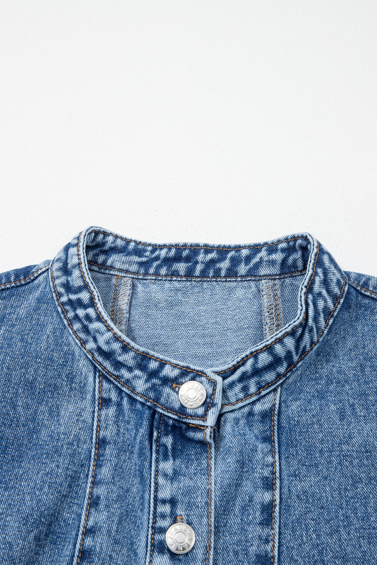 Myosotis Western Belt Button Down Sleeveless Denim Short Dress