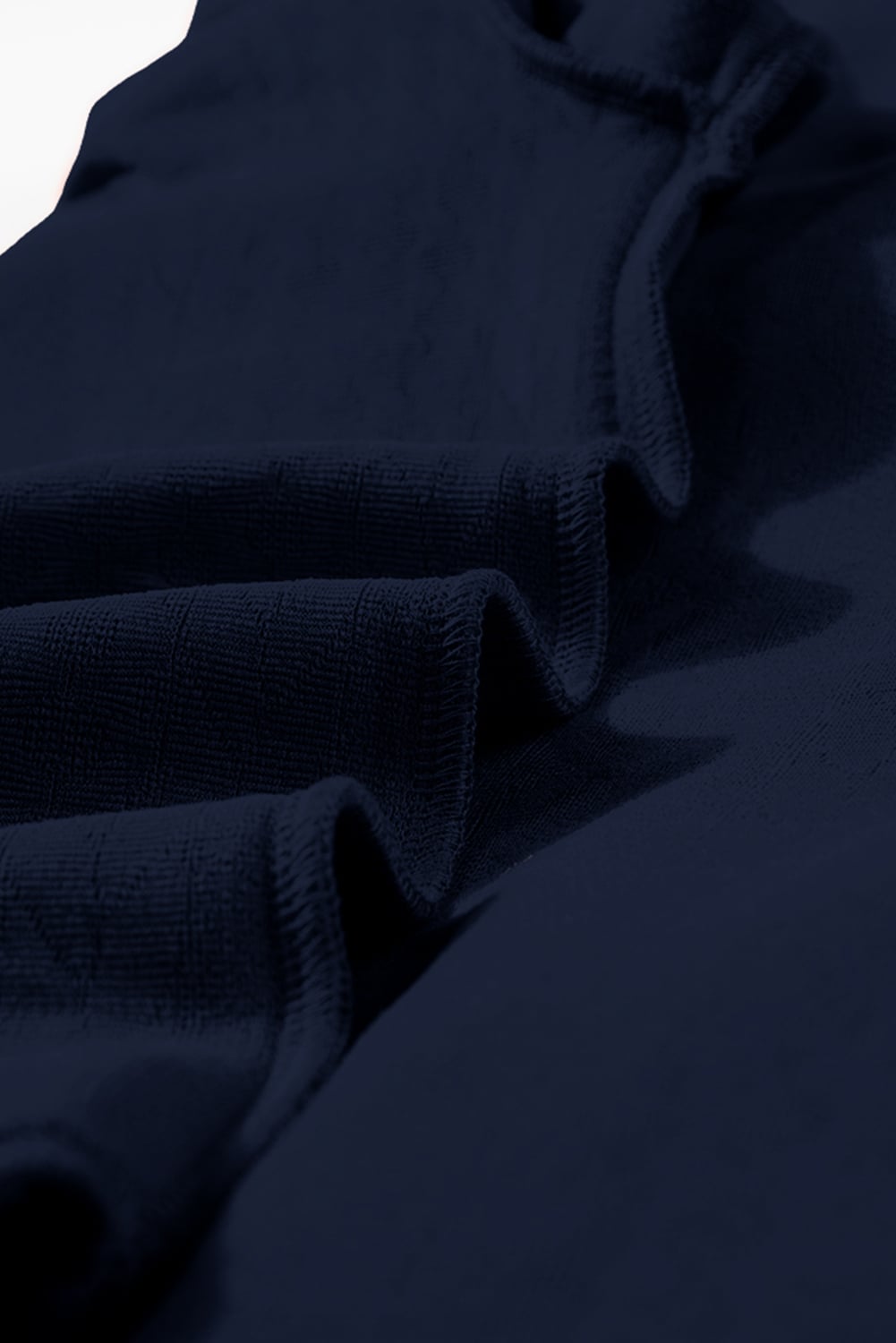 Navy Blue Cable Texture Puff Sleeve Loose Shacket
