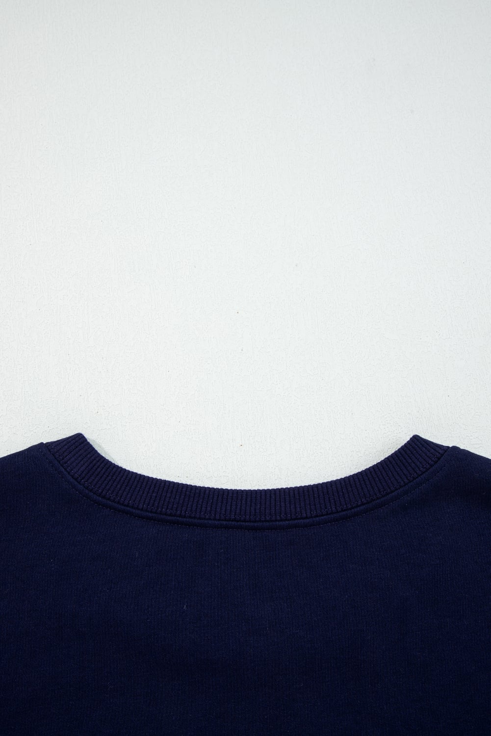 Navy Blue CLASSY UNTIL KICKOFF Plush Letter Patched Loose Sweatshirt