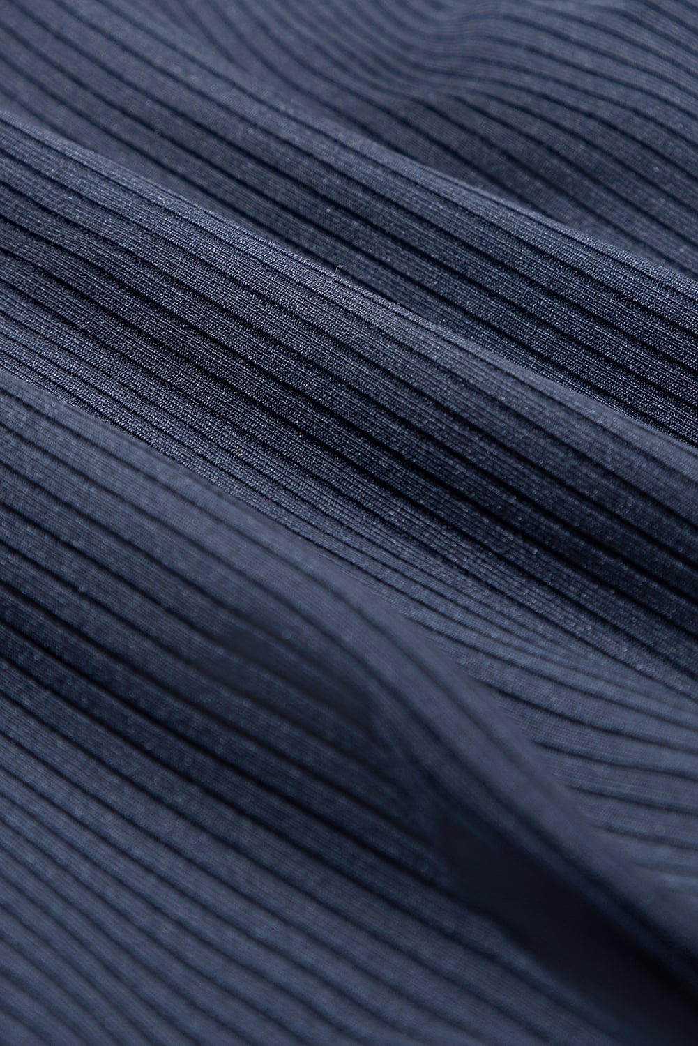 Navy Blue Color Block Edge Ribbed Pocketed Lined Swim Dress