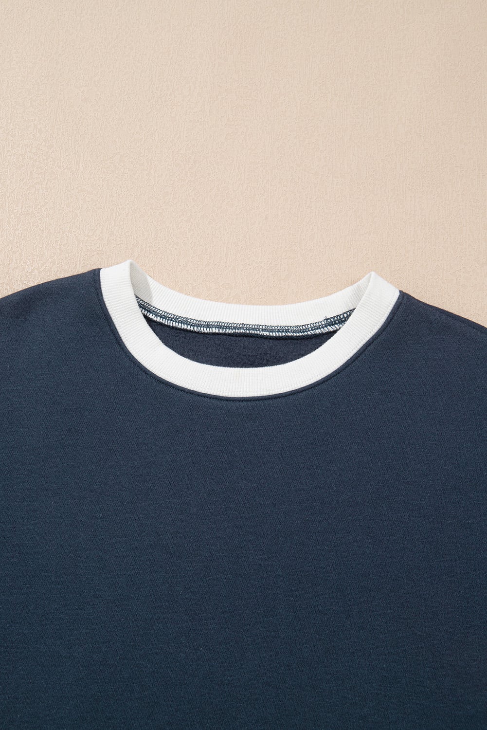Navy Blue Drop Shoulder Loose Sweatshirt and Joggers Active Set