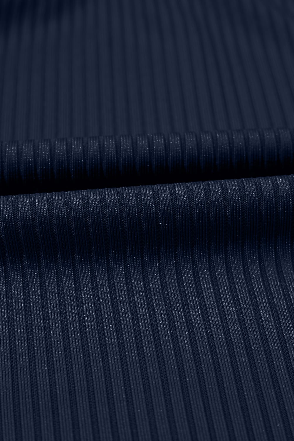 Navy Blue Ribbed Knit Crossed Detail Tank Skort 2pcs Swimsuit