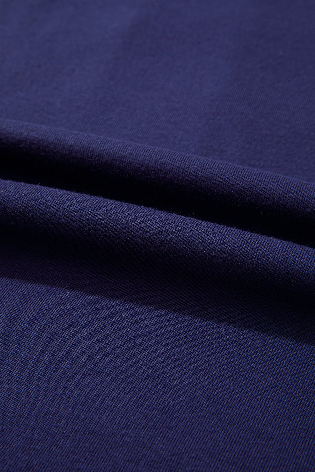 Navy Blue Solid Color Seam Detail Raglan Long Sleeve Top