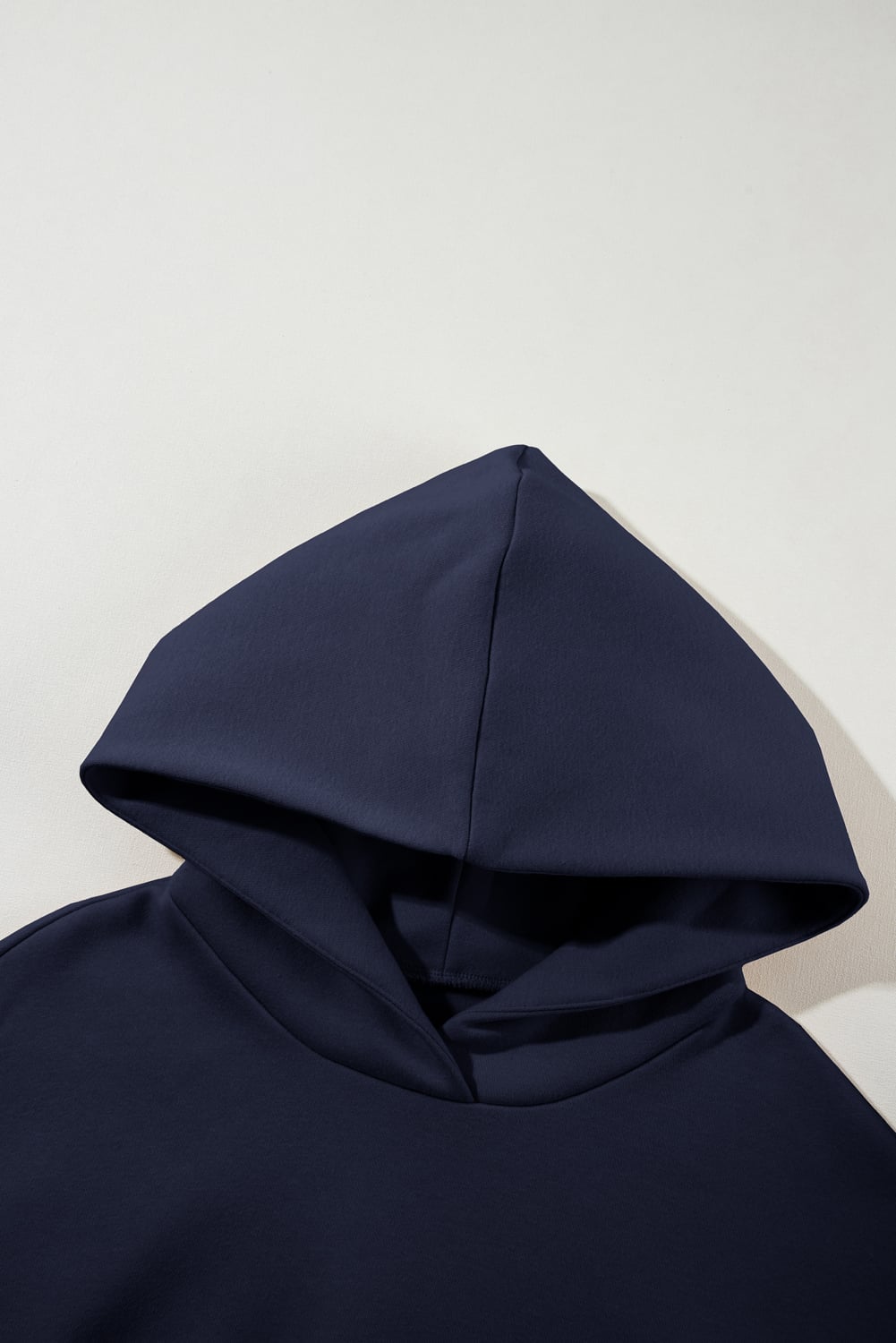Navy Blue Solid Exposed Seams Hoodie and Joggers Activewear Set