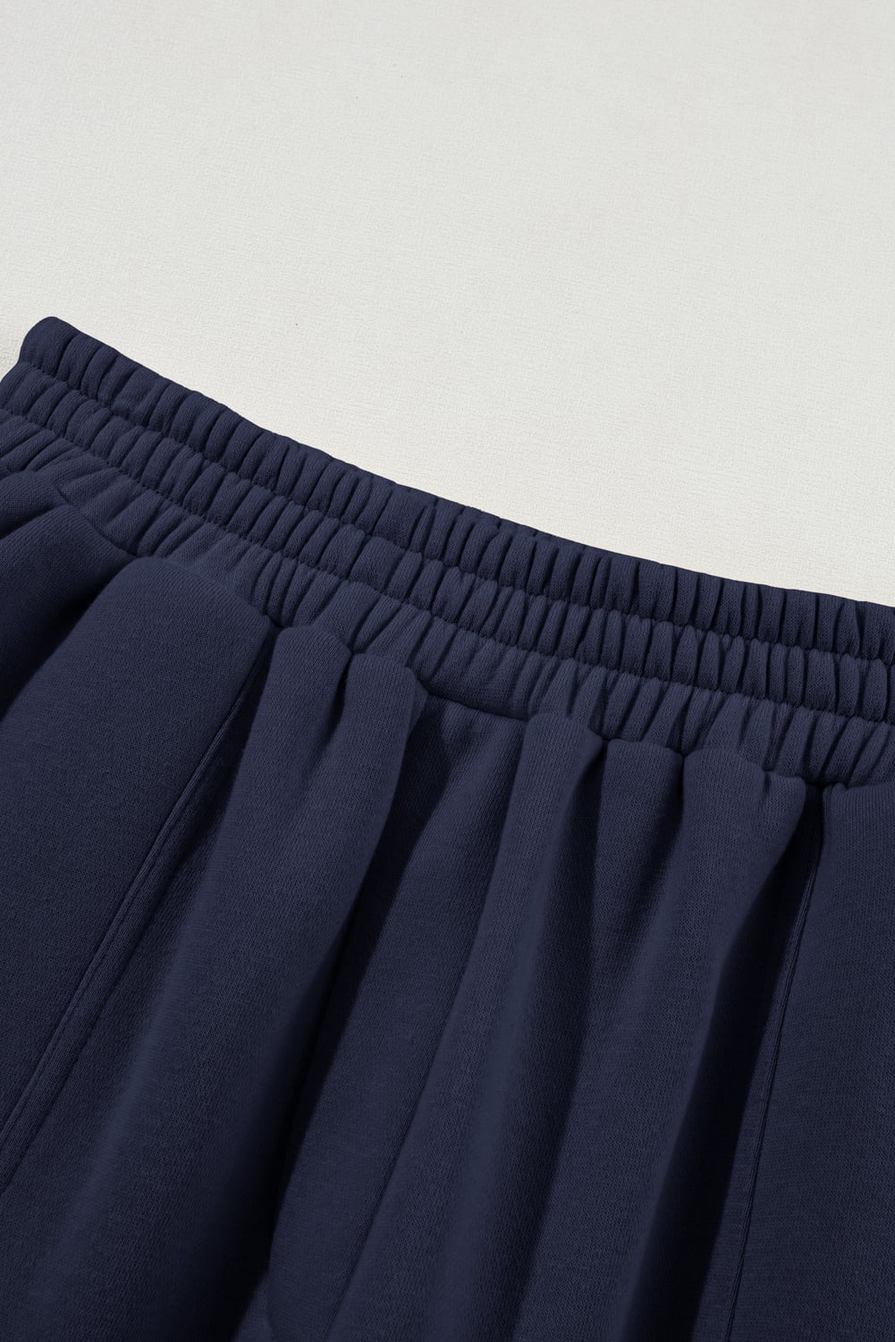 Navy Blue Solid Exposed Seams Hoodie and Joggers Activewear Set