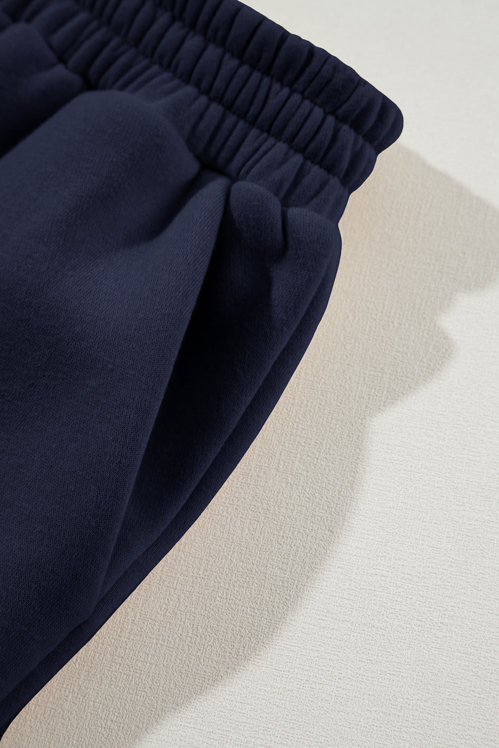 Navy Blue Solid Exposed Seams Hoodie and Joggers Activewear Set