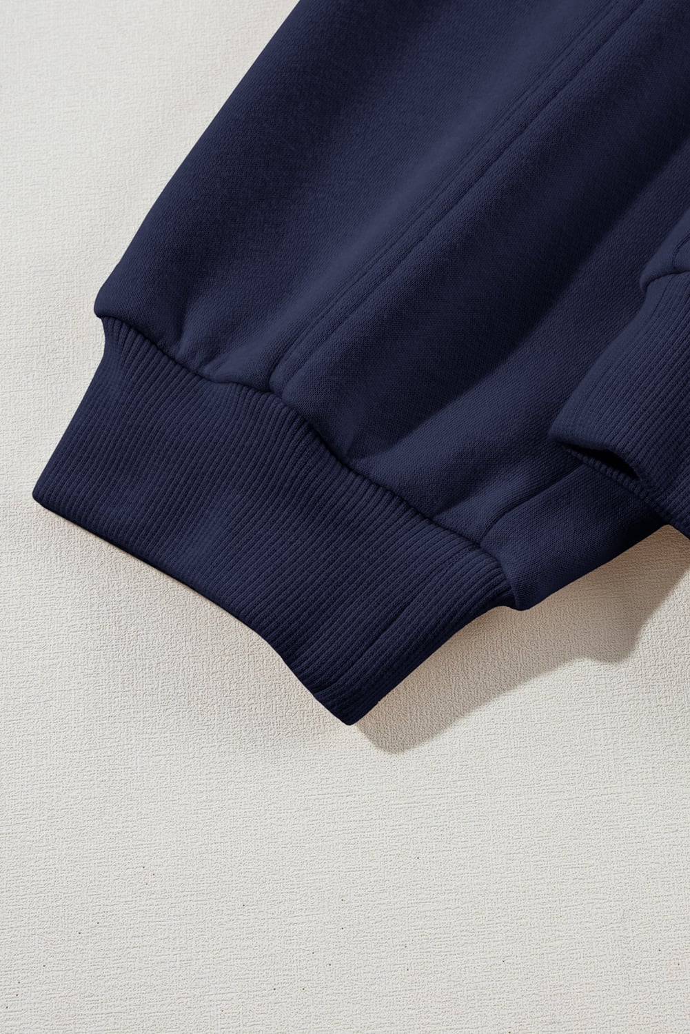 Navy Blue Solid Exposed Seams Hoodie and Joggers Activewear Set